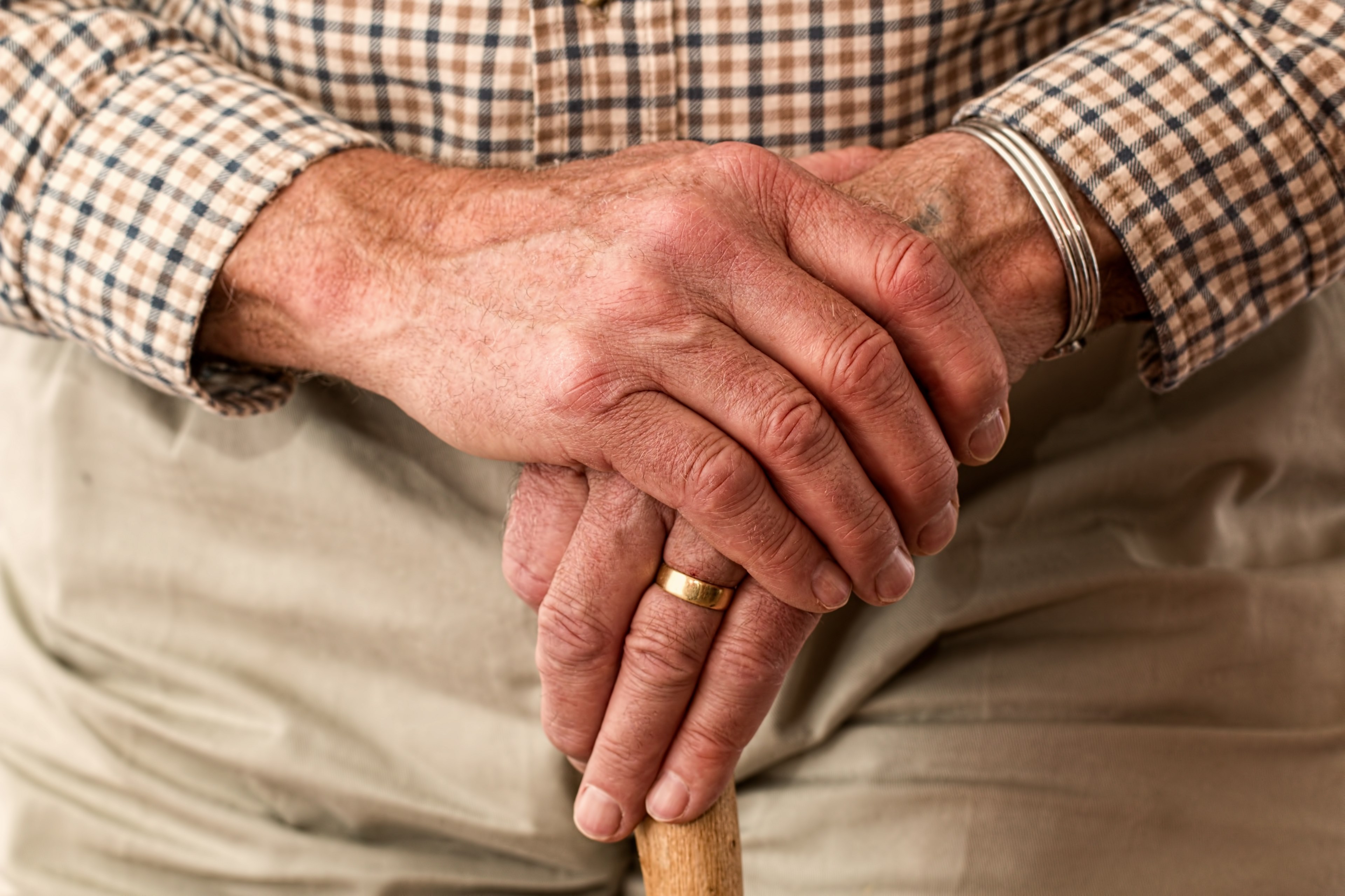hands walking stick elderly old person cane 4k, HD Wallpaper