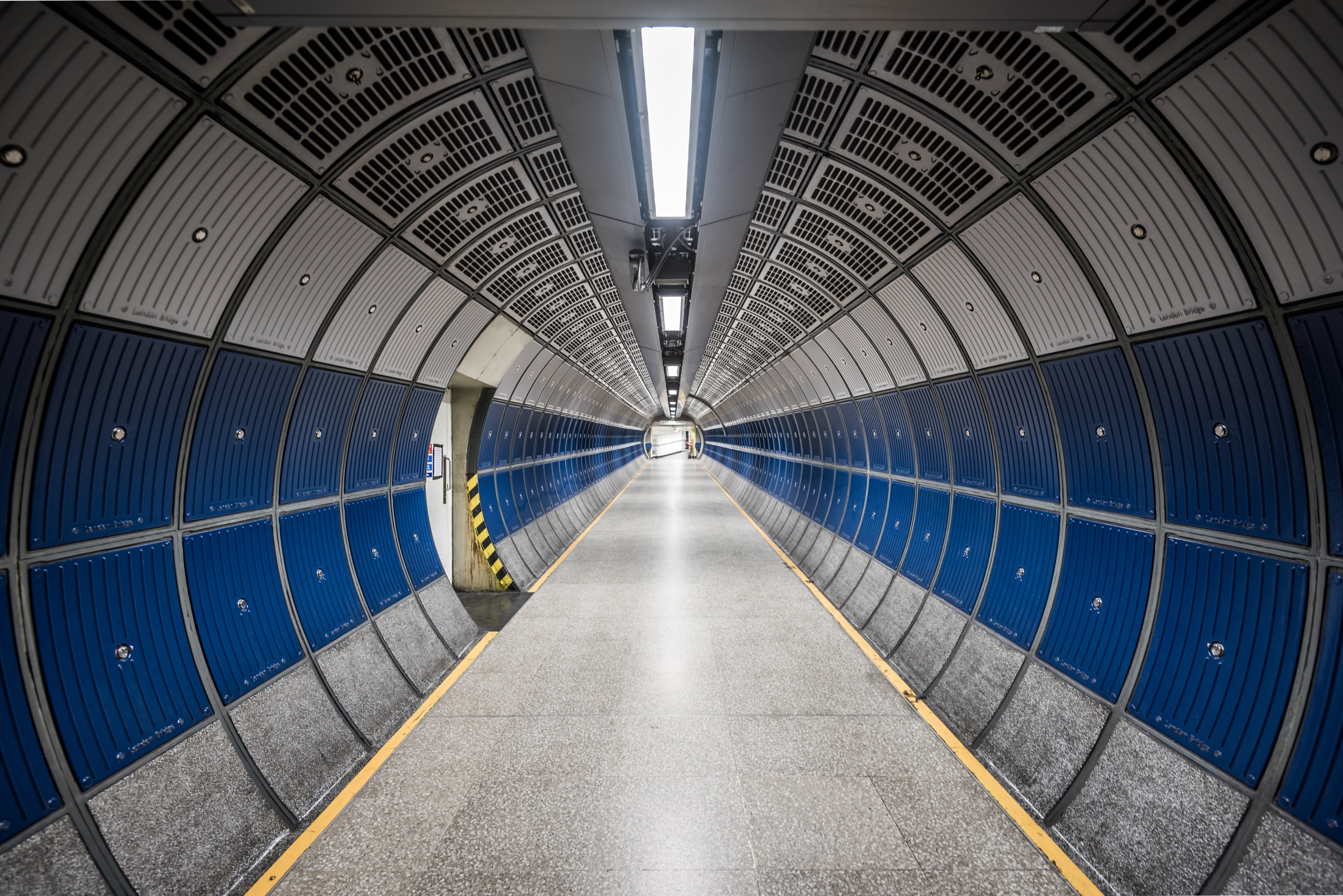 hallway round tube design modern corridor empty 4k, HD Wallpaper