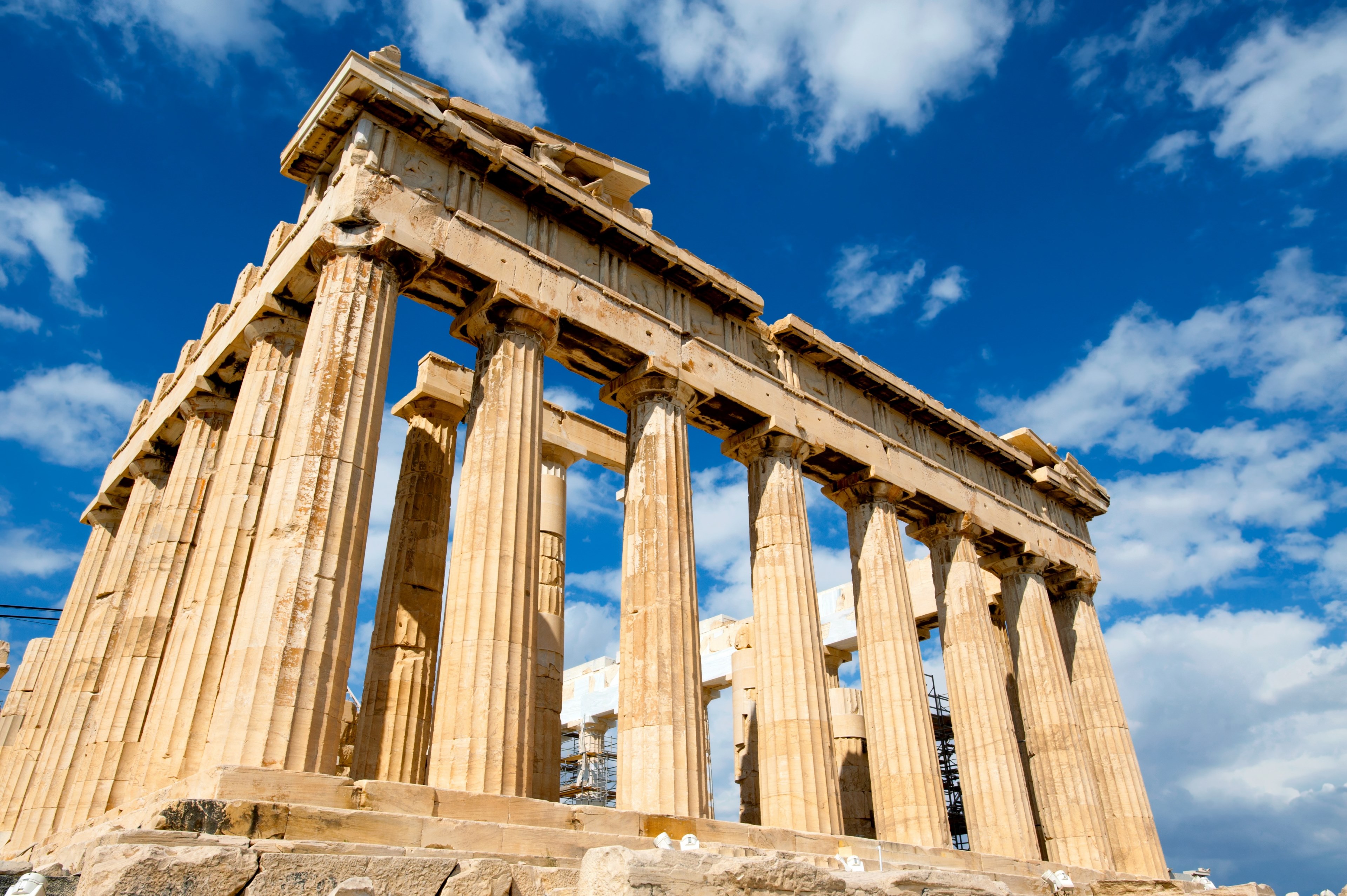 greece palace sky parthenon iconic ruins building 4k, HD Wallpaper