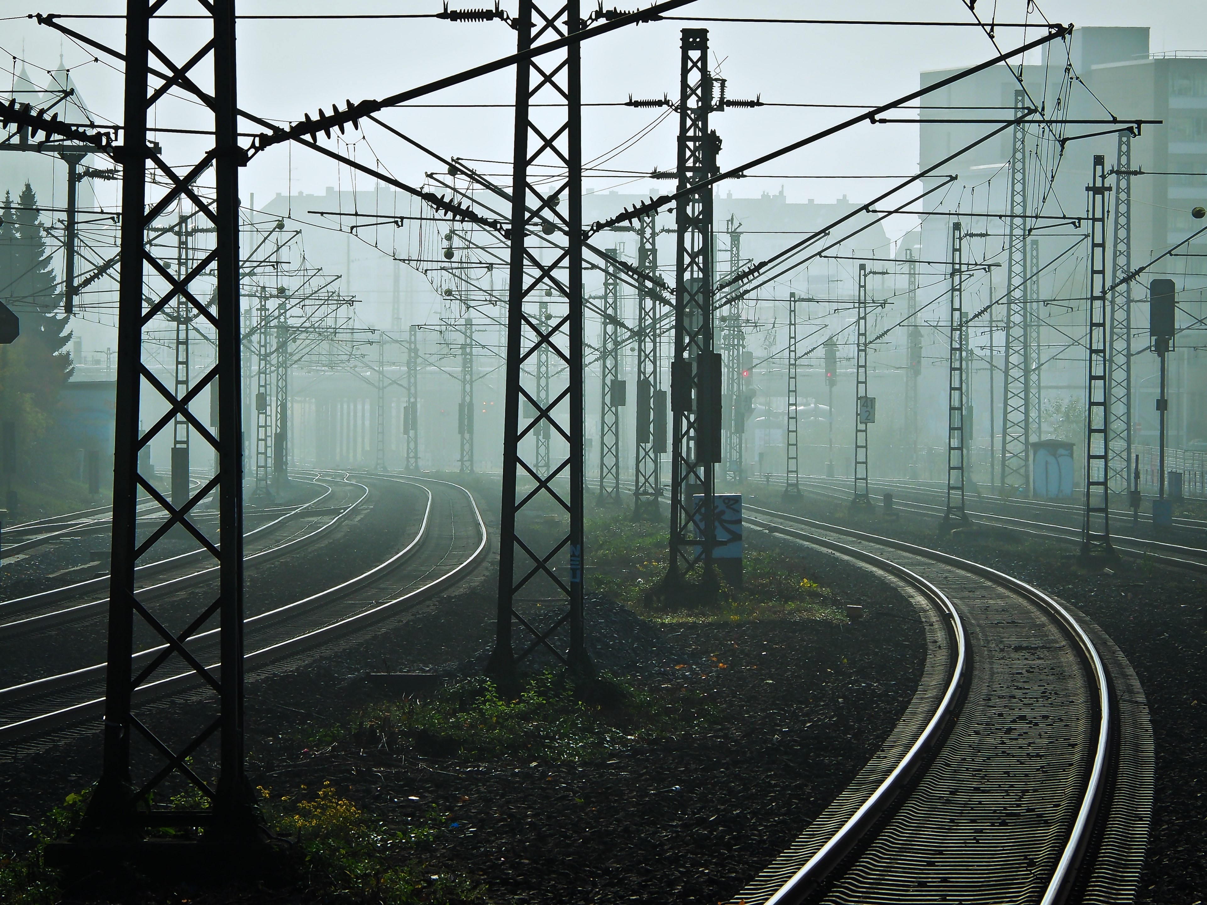 gleise railway seemed railroad tracks rail traffic 4k, HD Wallpaper