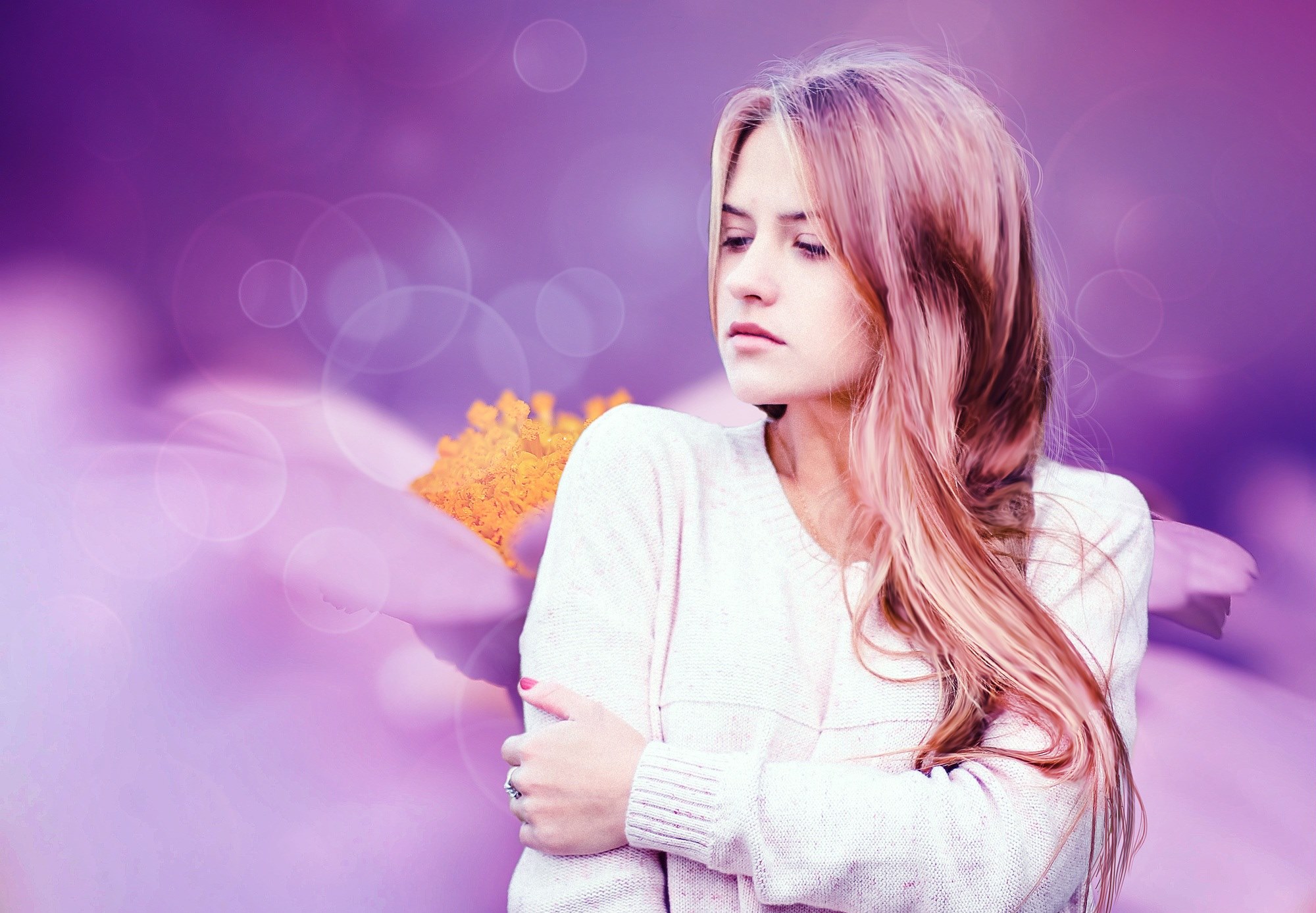 girls woman female beautiful youth flower fresh 4k, HD Wallpaper