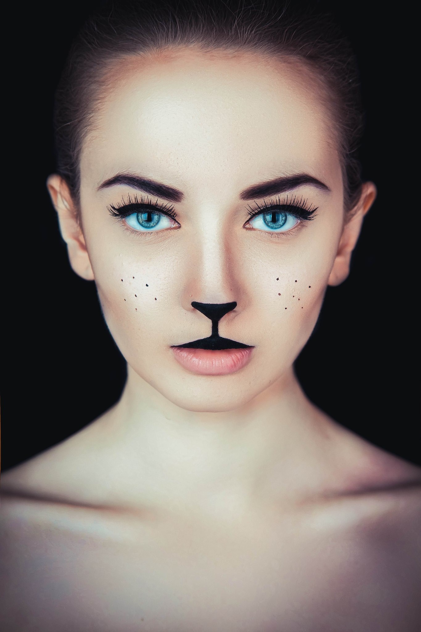 girl cat kitten fashion catwoman model makeup 4k, Phone HD Wallpaper