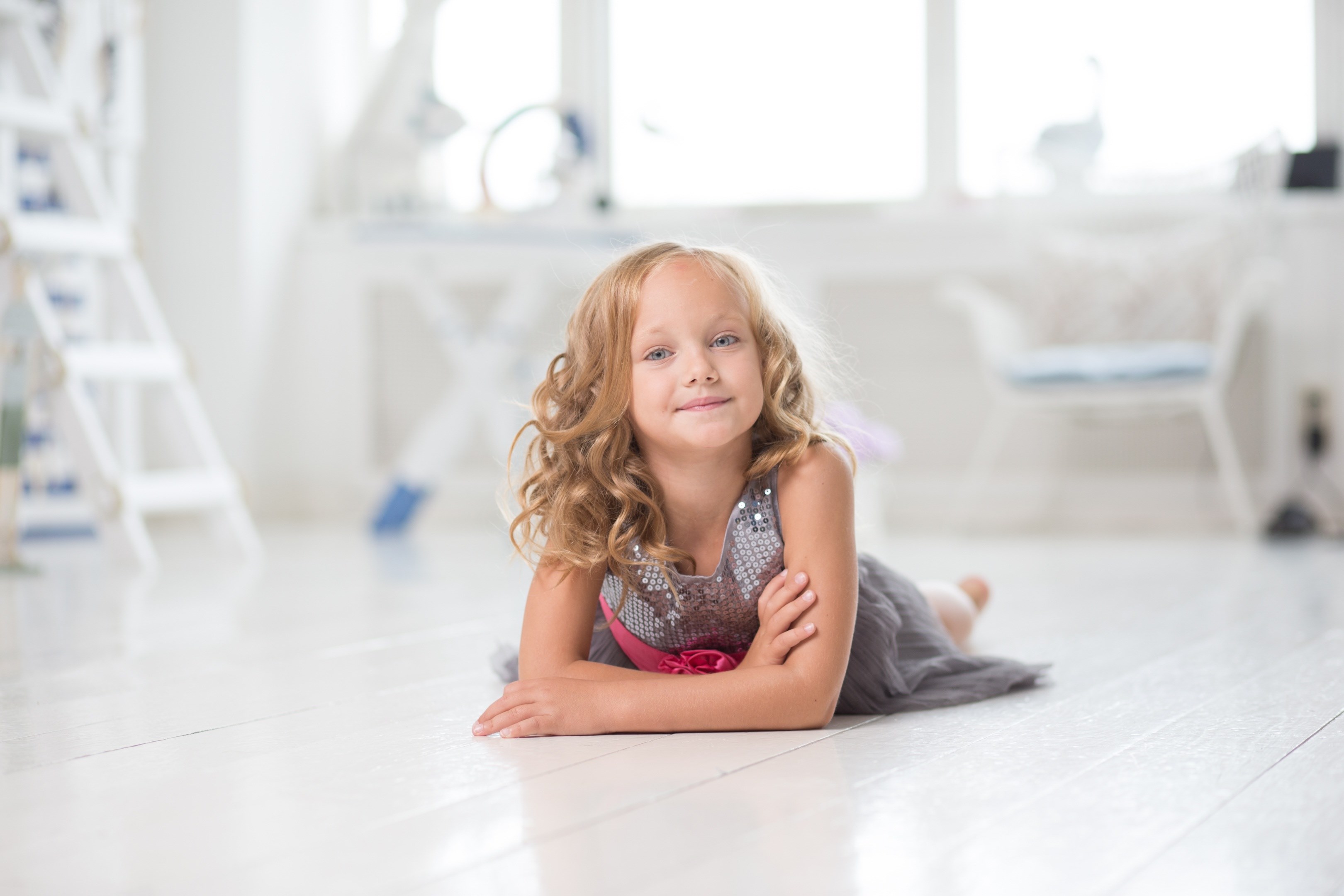 girl lying young room white cute happy home 4k, HD Wallpaper