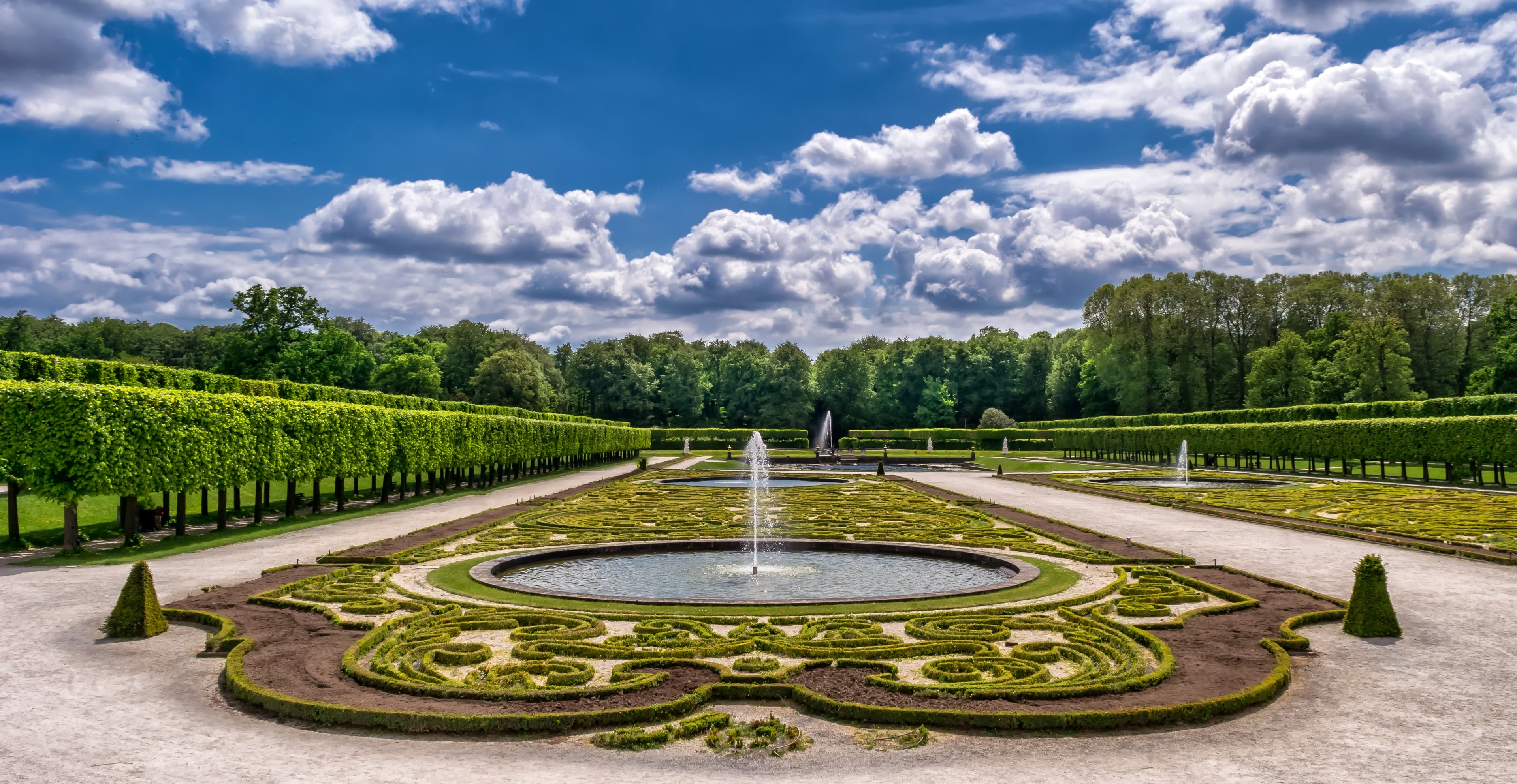 garden park castle art horticulture baroque 4k, HD Wallpaper