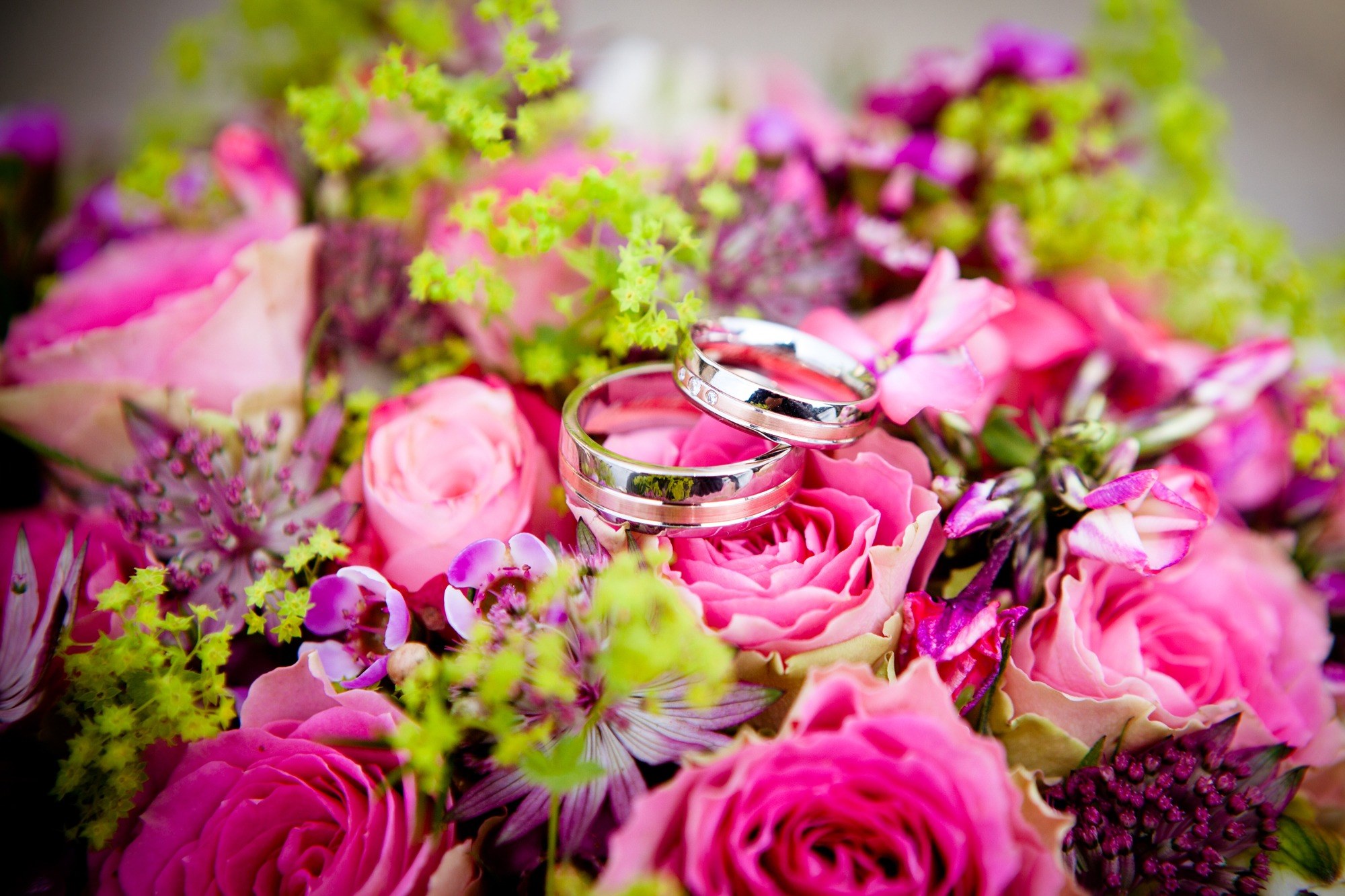 flowers wedding wedding rings bouquet floral 4k, HD Wallpaper