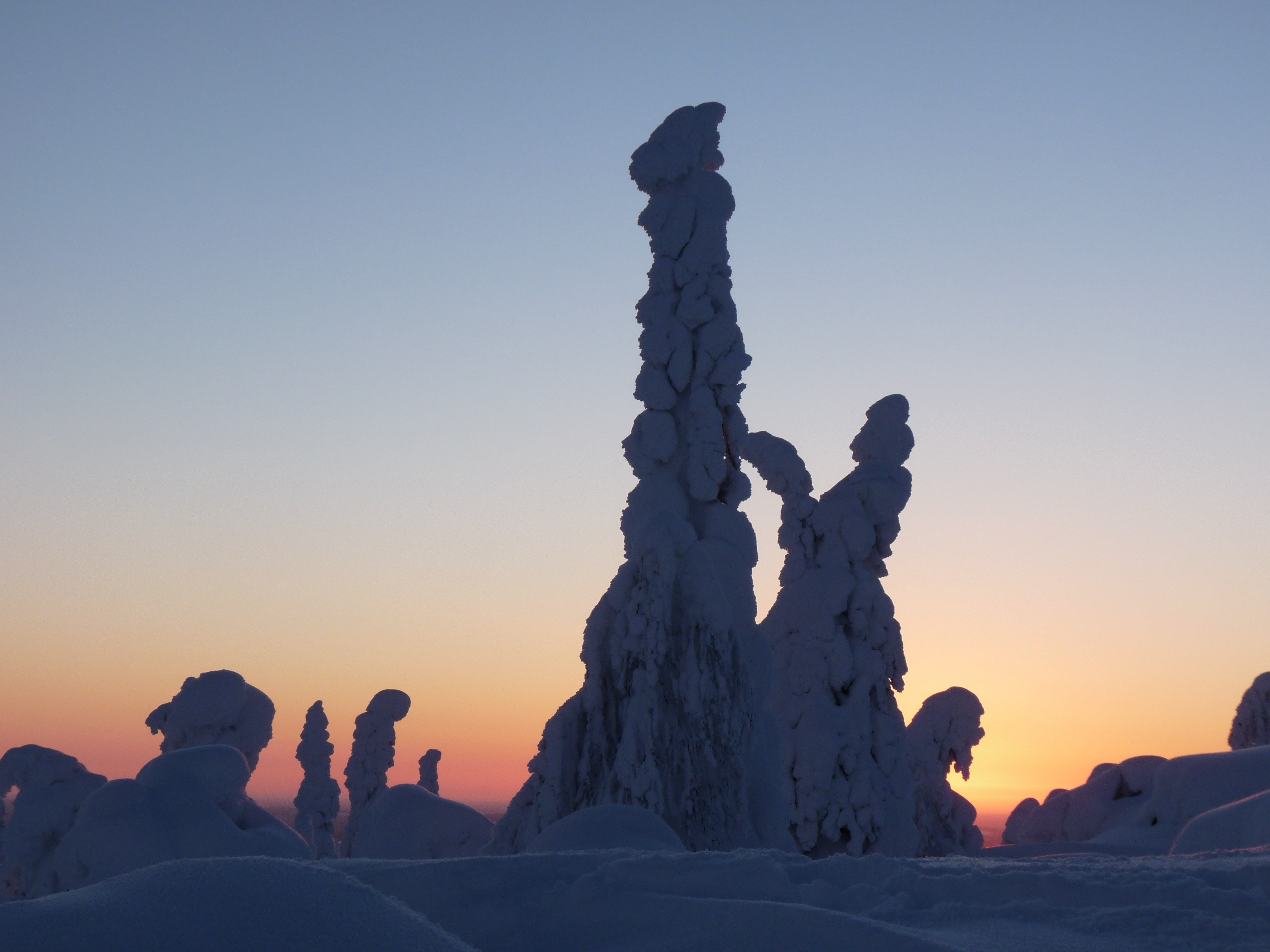 finland snow lapland snow landscape setting sun 4k, HD Wallpaper