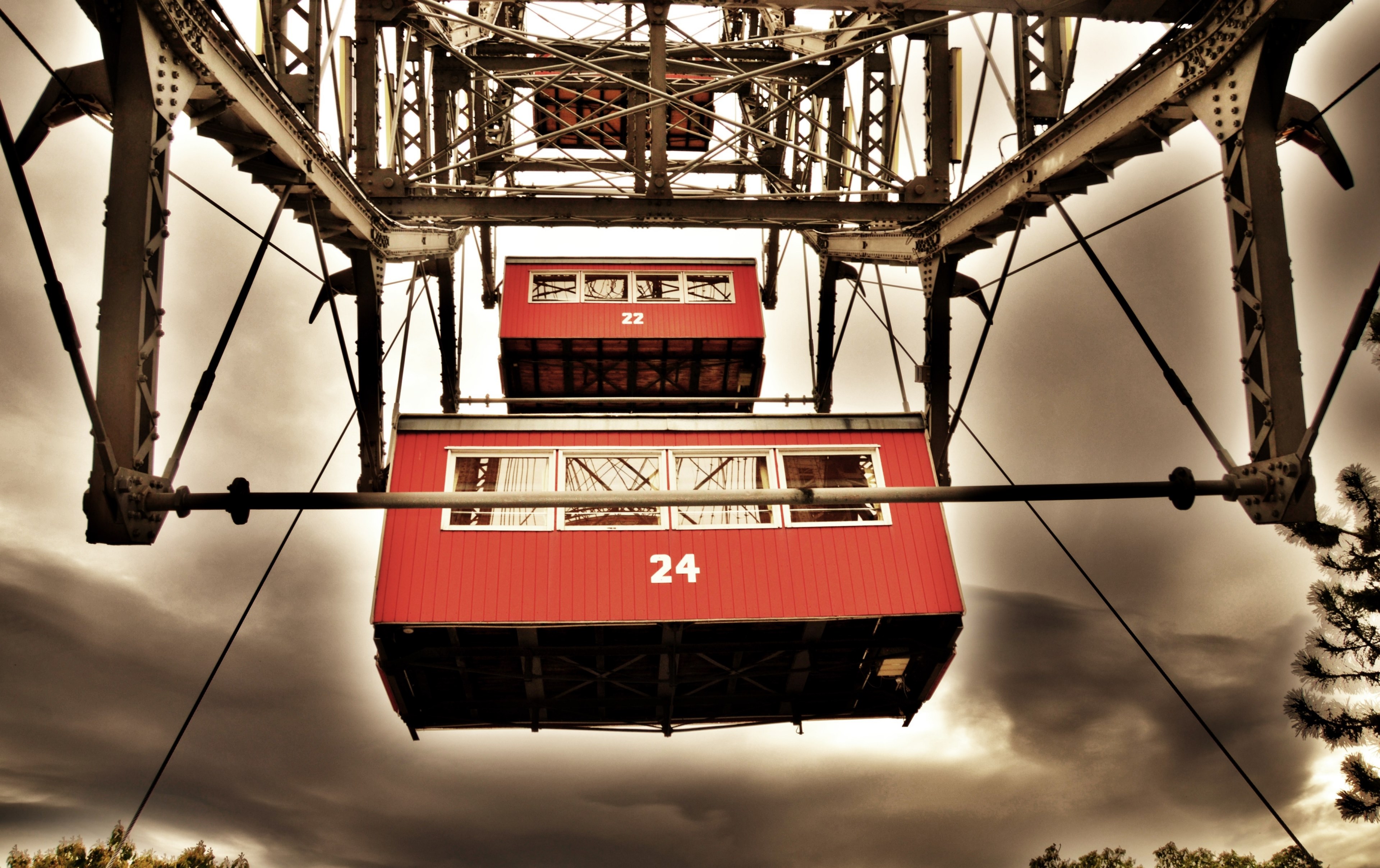 ferris wheel vienna prater austria amusement park 4k, HD Wallpaper