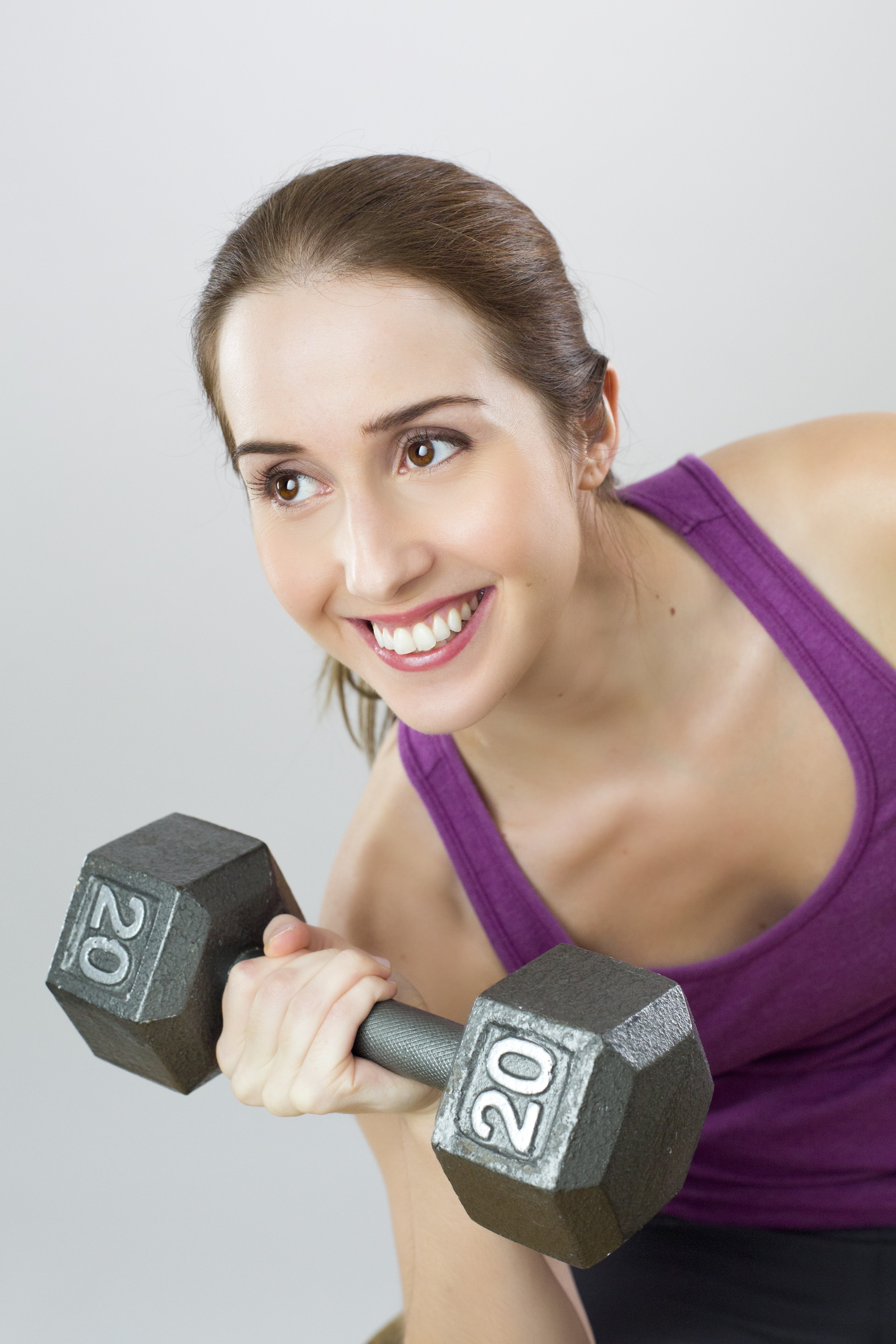 exercise weight woman sport girl training smile 4k, Phone HD Wallpaper