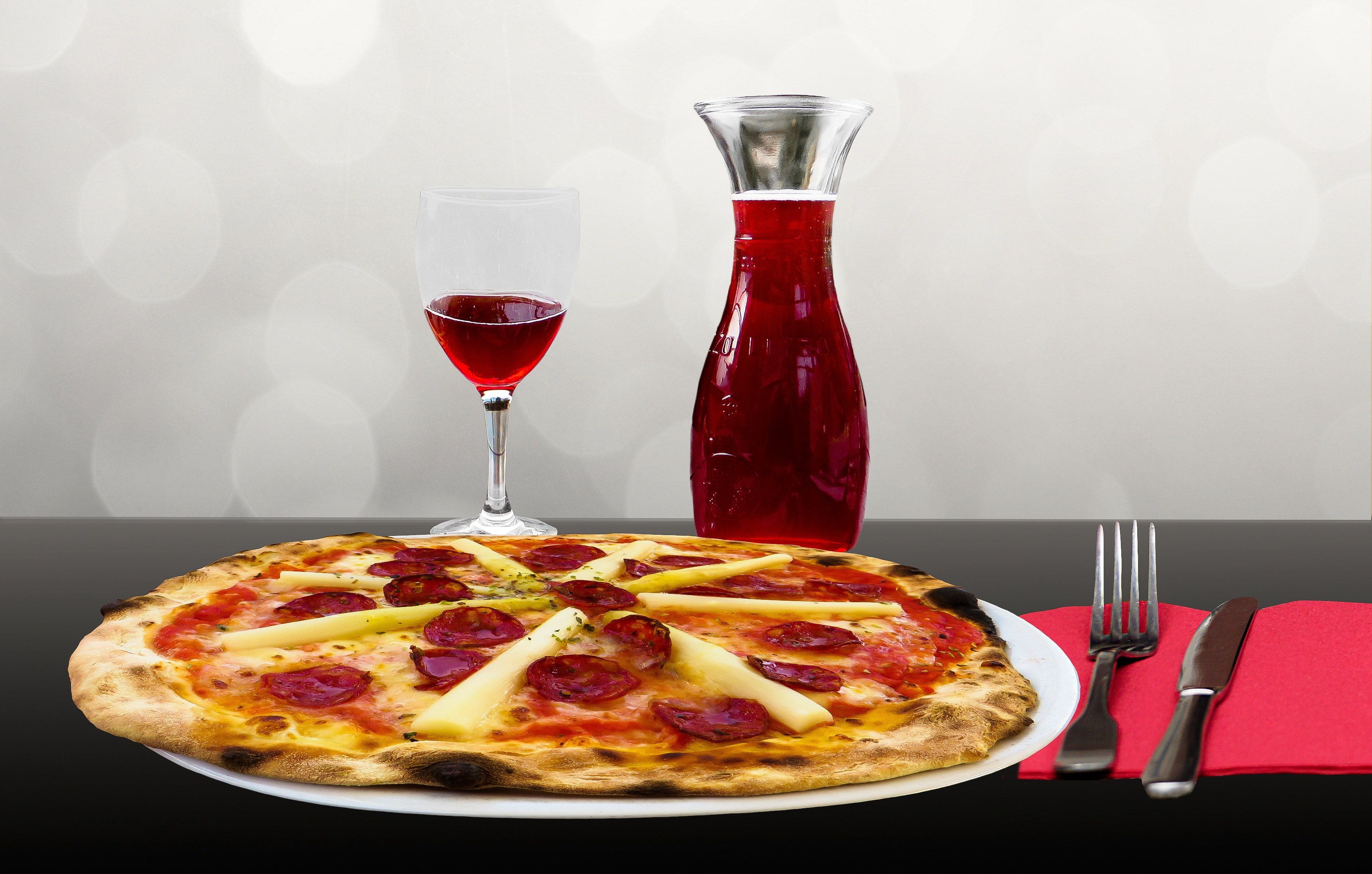 eat drink restaurant pizza wine wine glass carafe 4k, HD Wallpaper