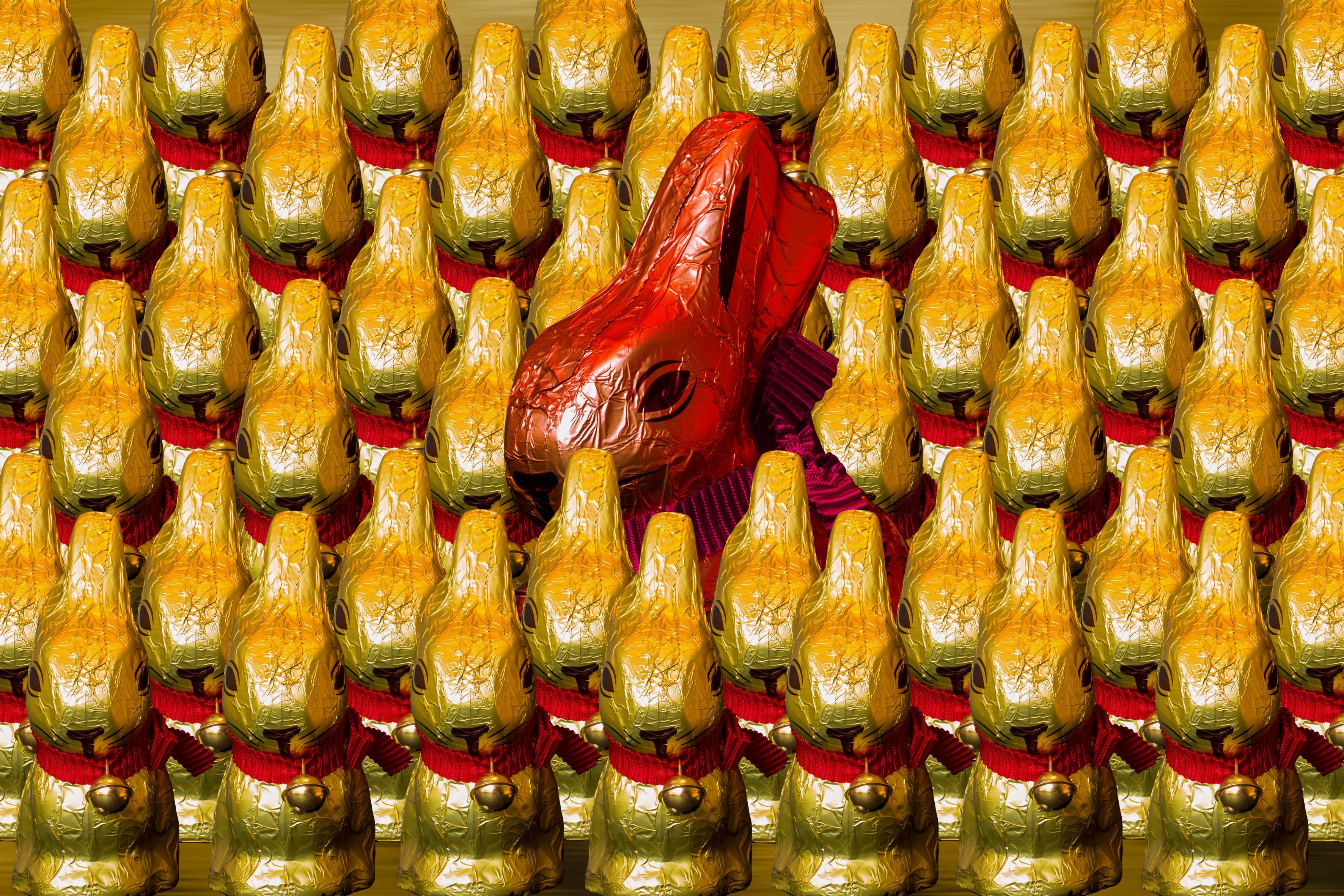 easter easter bunny chocolate gold 4k, HD Wallpaper