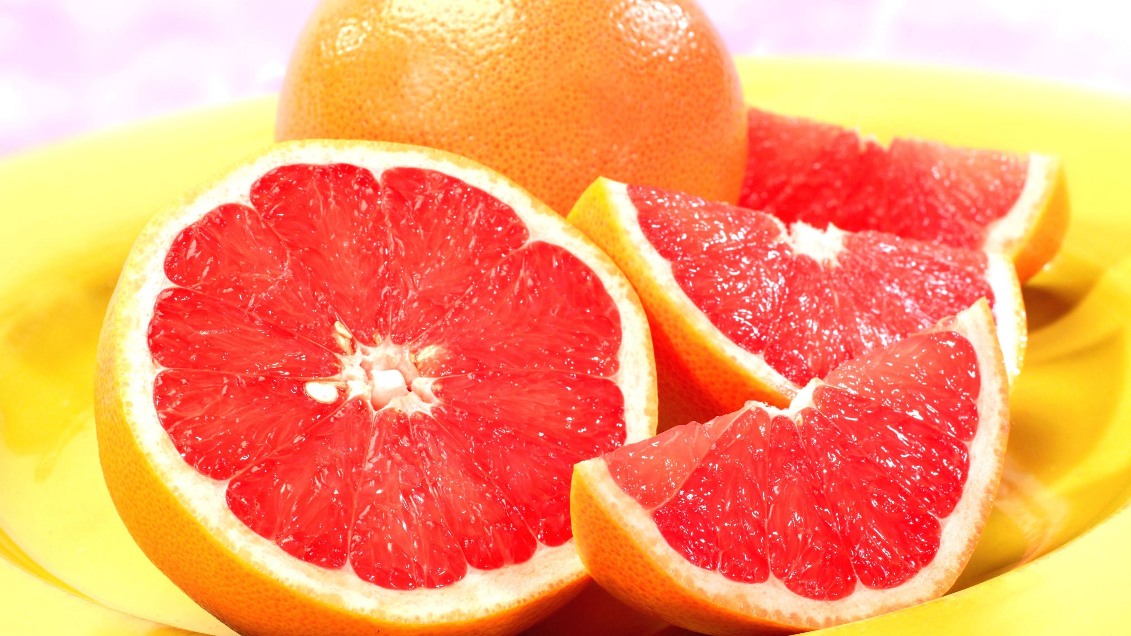 grapefruit, segments, orange, citrus, 4k, HD Wallpaper