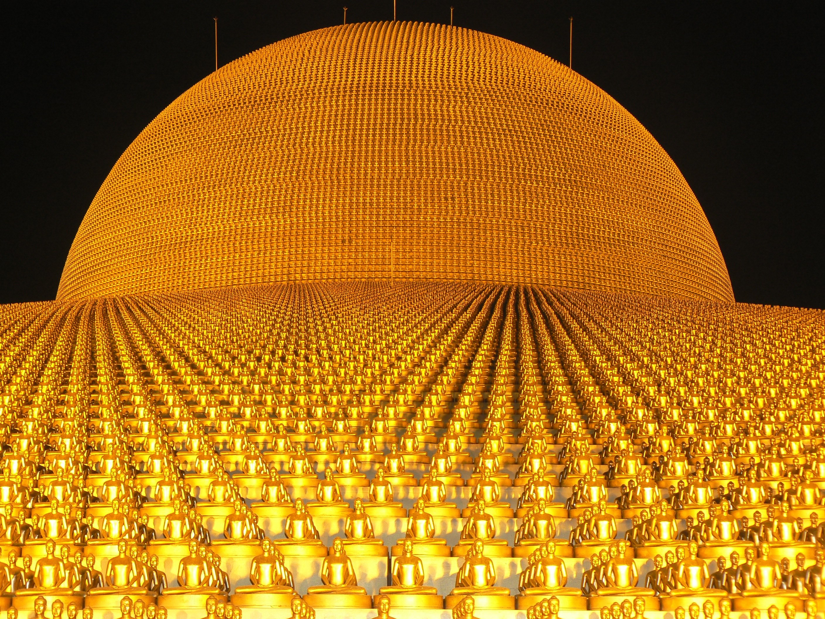 dhammakaya pagoda more than million budhas gold 4k, HD Wallpaper