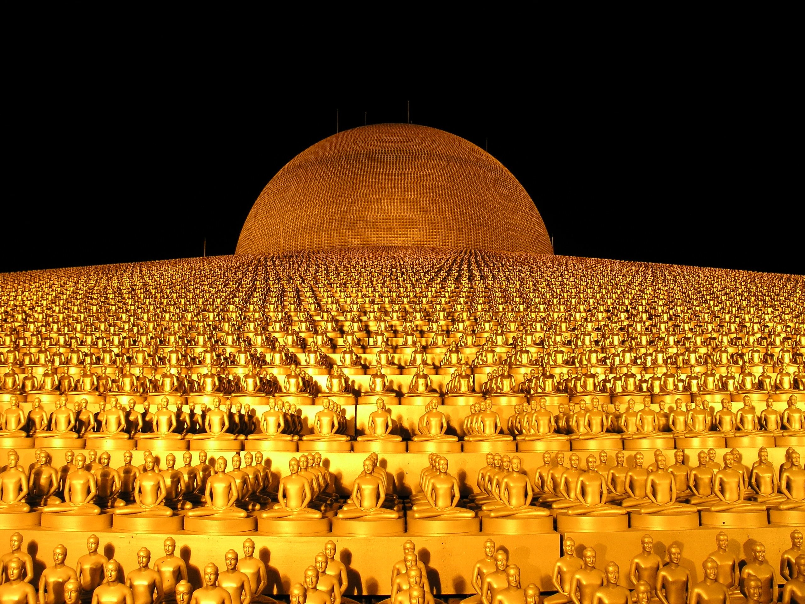 dhammakaya pagoda more than million budhas gold 4k, HD Wallpaper