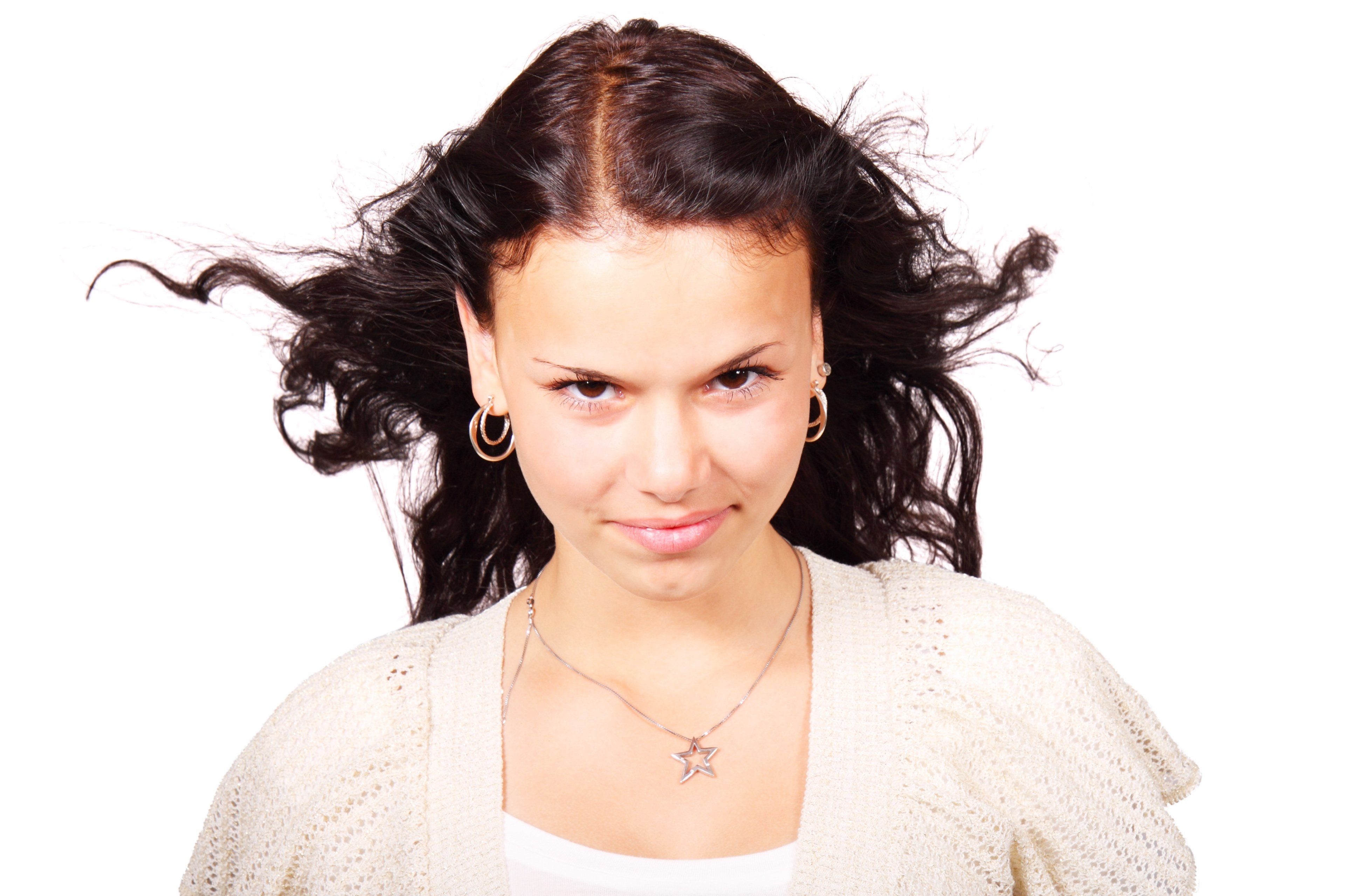 cute face fashion female girl hair isolated look 4k, HD Wallpaper