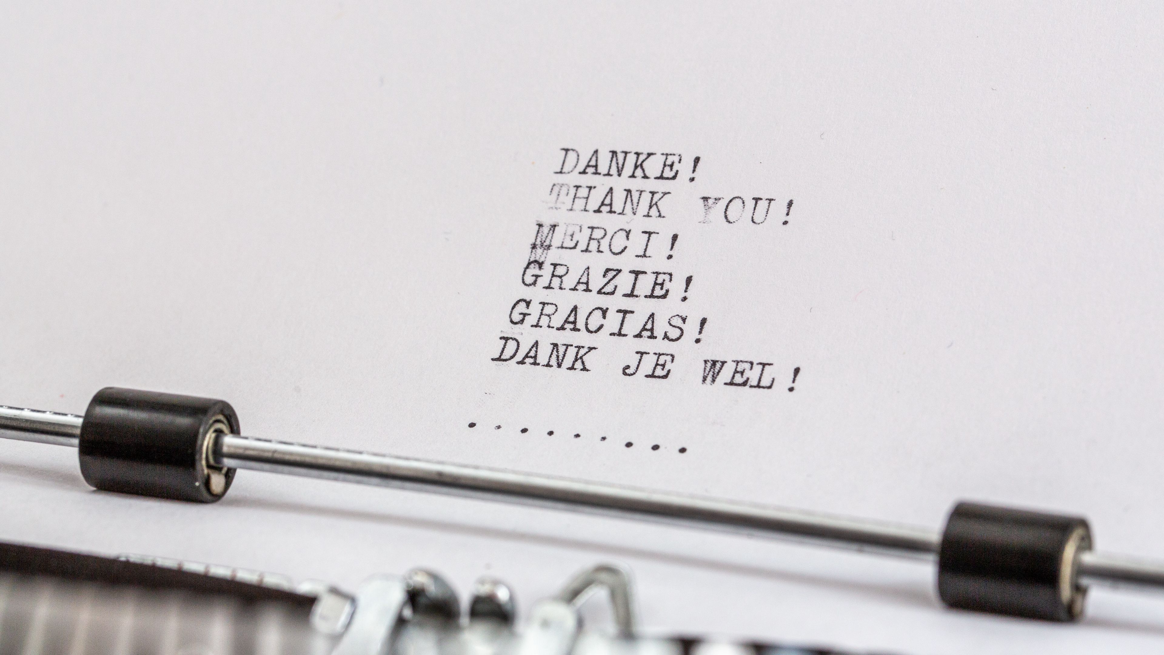 thank you, inscription, typewriter, 4k, HD Wallpaper