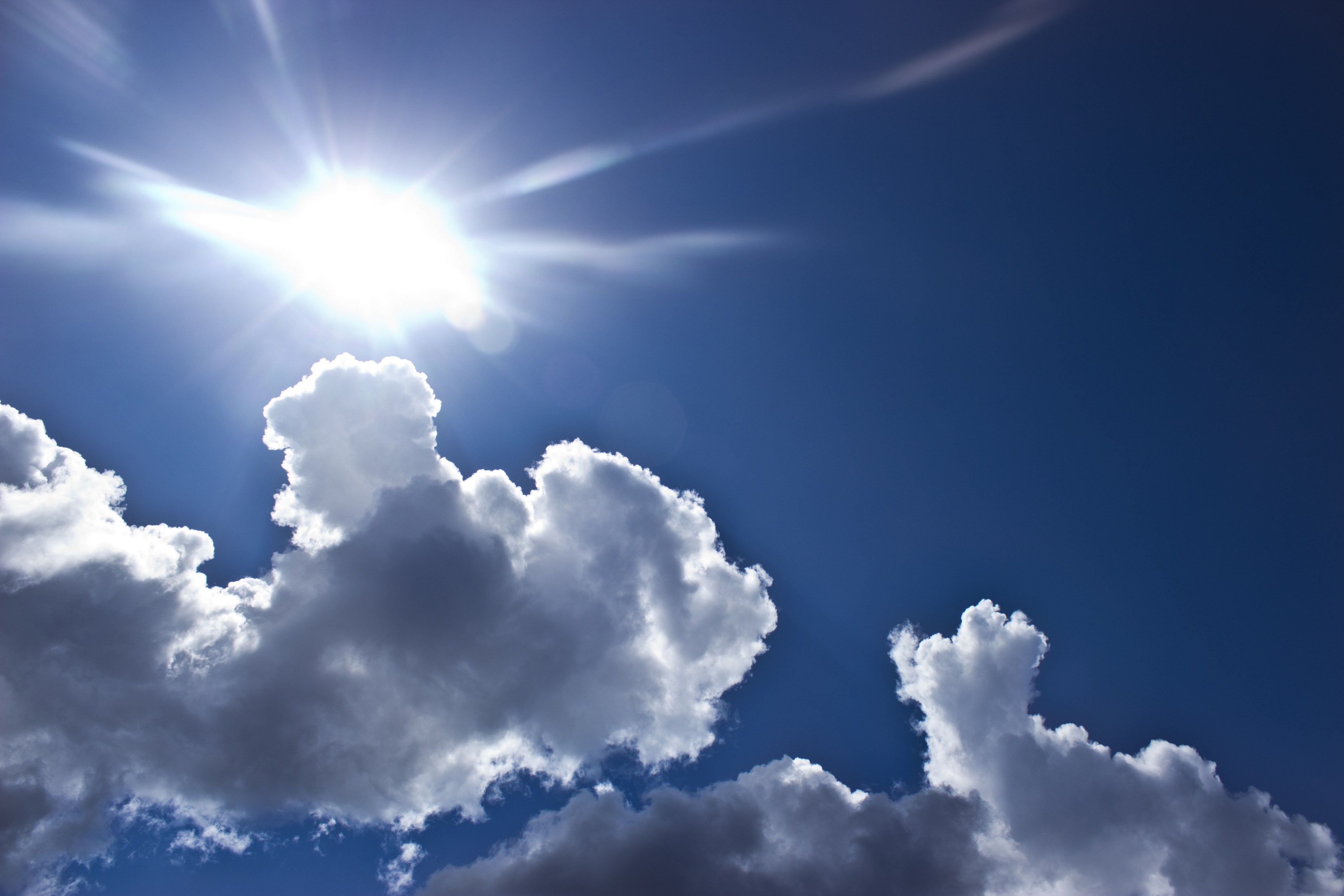 clouds sun sky blue nature summer weather 4k, HD Wallpaper