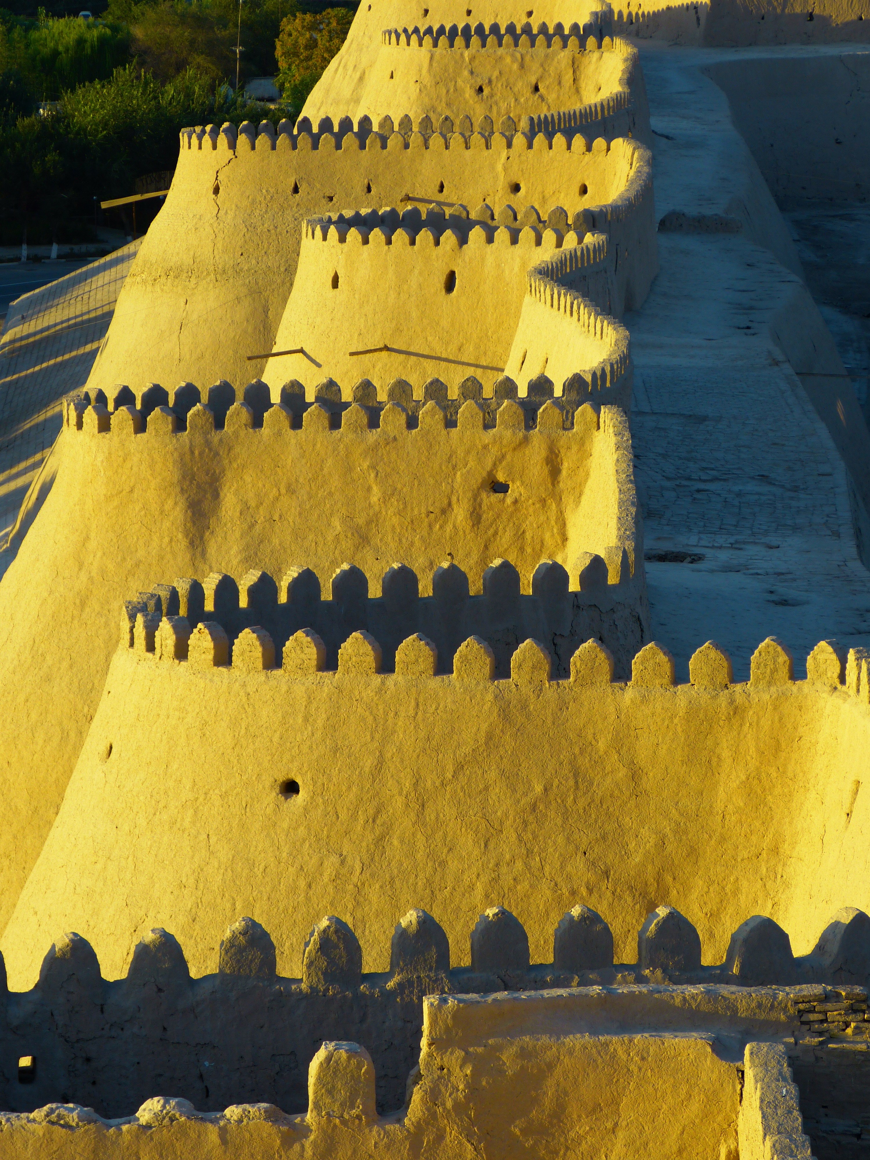 city wall battlements khiva old 4k, Phone HD Wallpaper