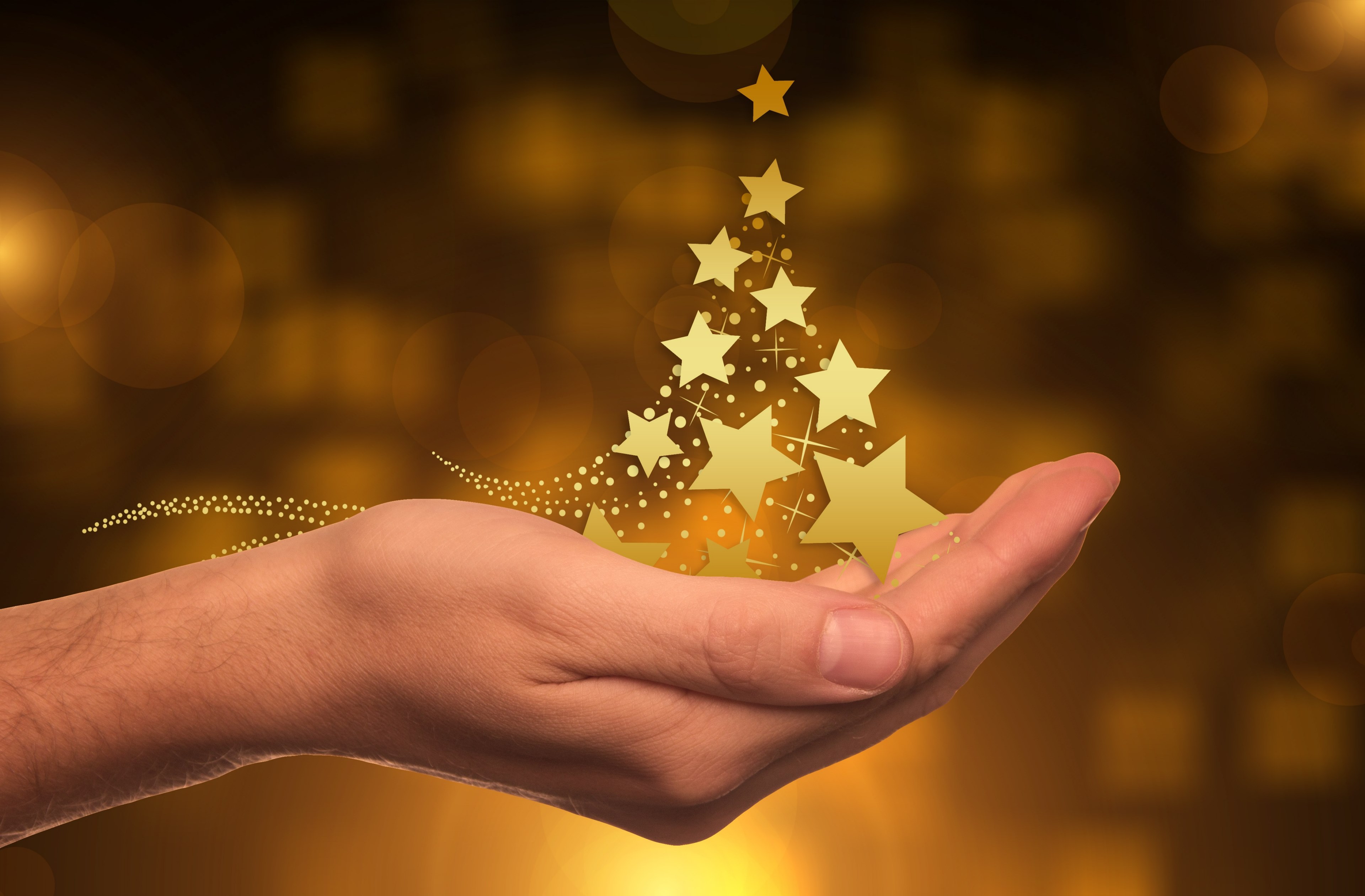 christmas star advent background golden bright 4k, HD Wallpaper