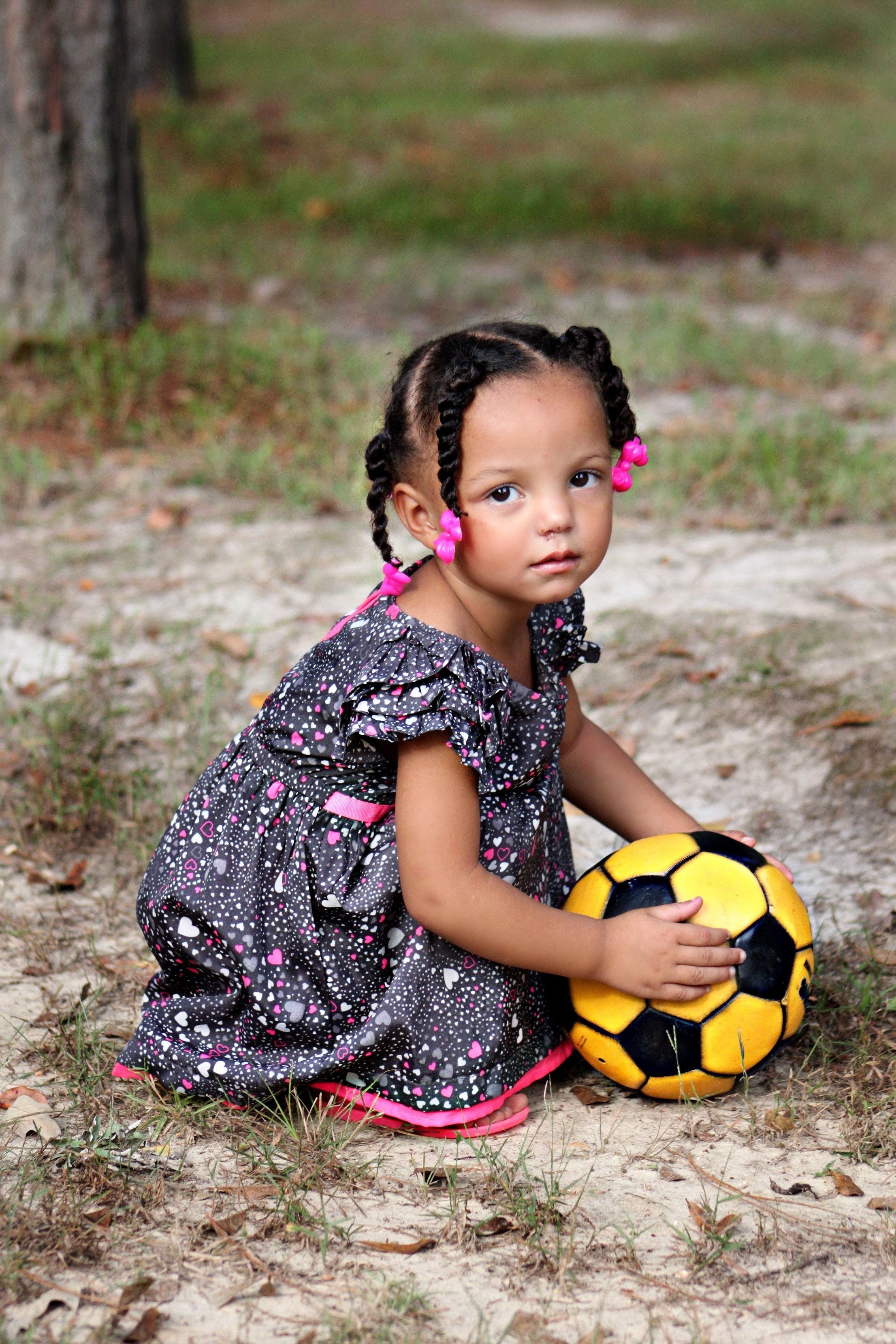 child girl little young small play ball outdoors 4k, Phone HD Wallpaper