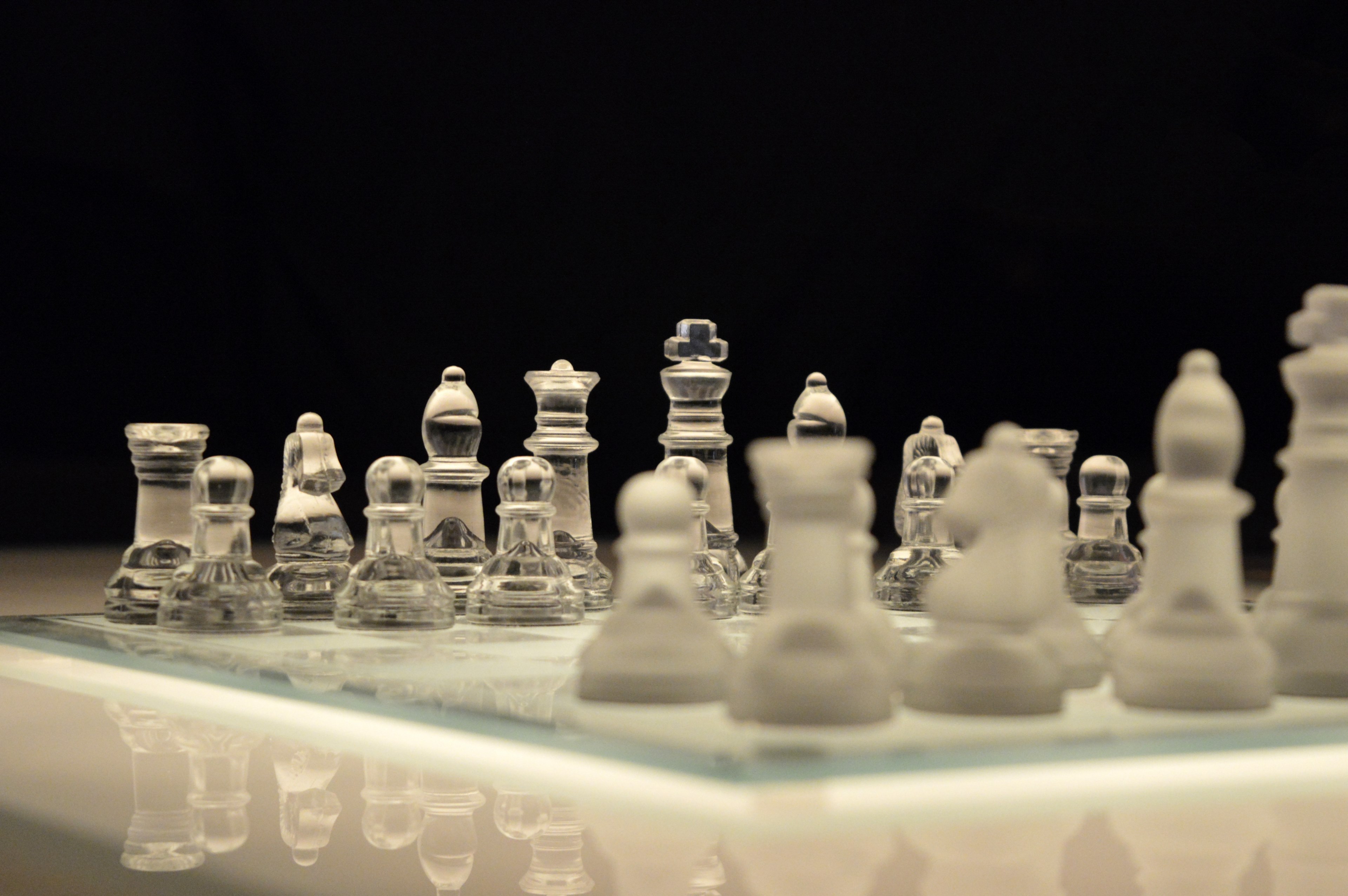 chess game chessboard glass board planning 4k, HD Wallpaper