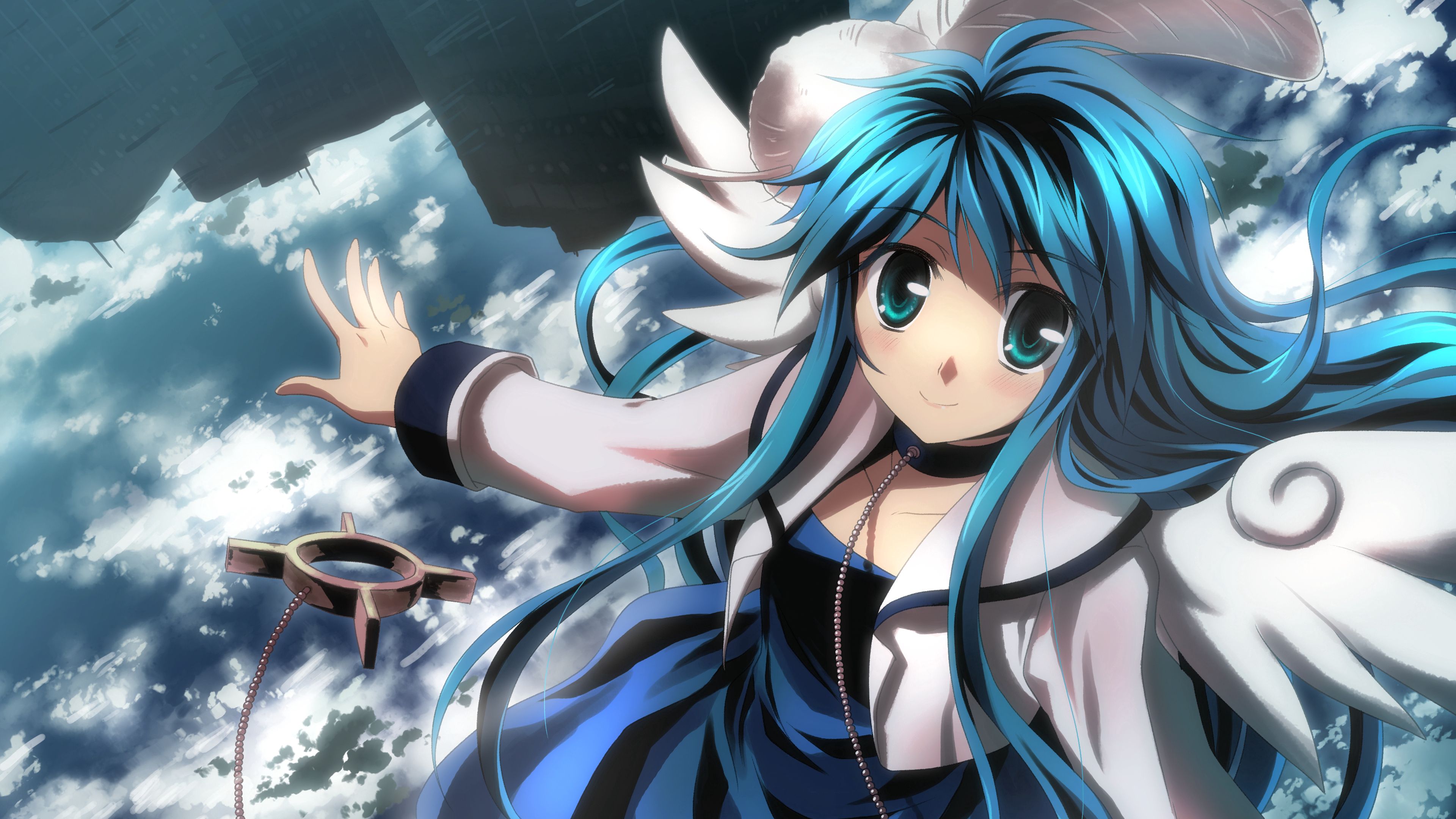 girl, flight, smile, tenderness, sky, 4k, HD Wallpaper