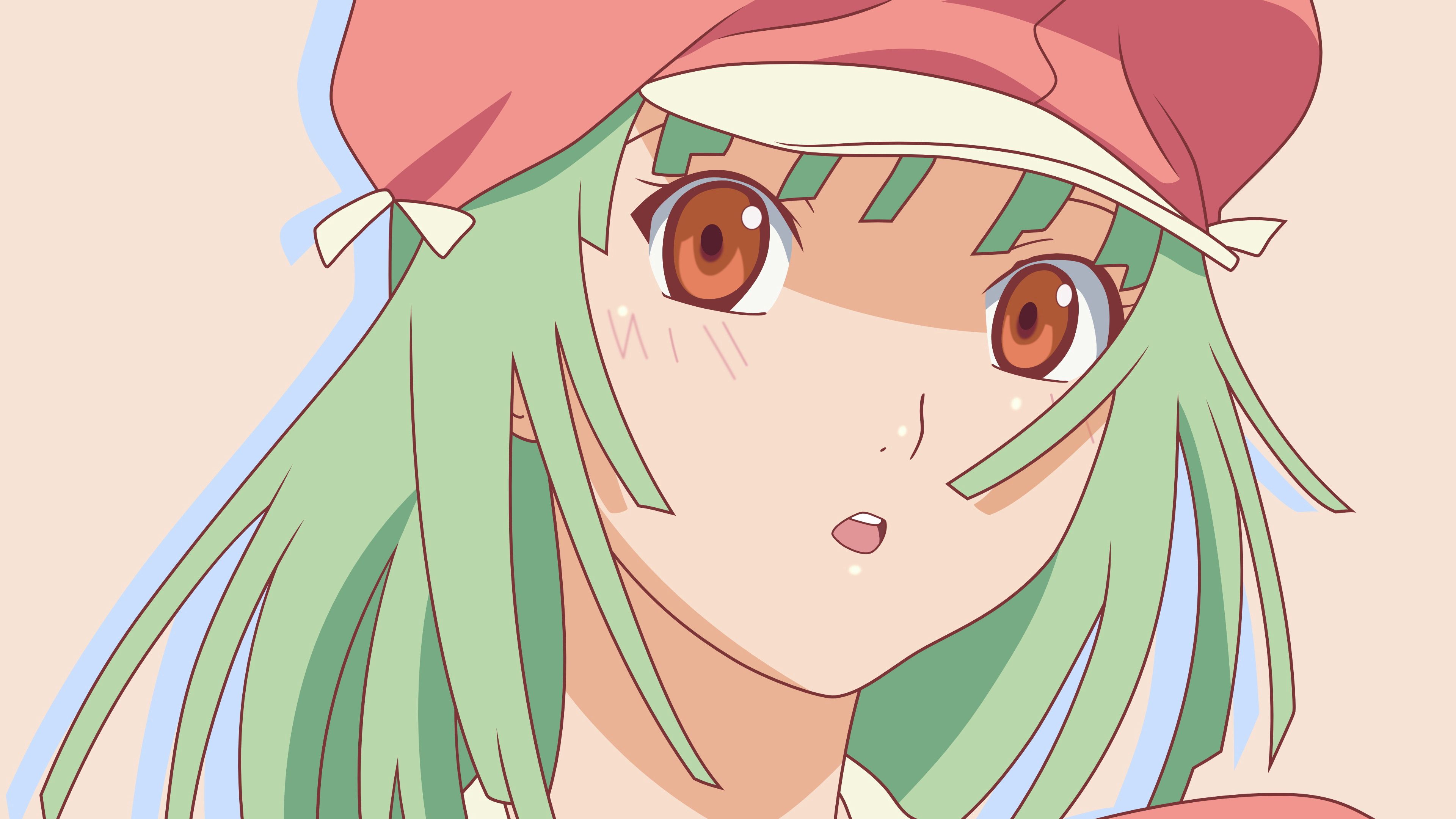girl, hair, green, hat, surprise, 4k, HD Wallpaper