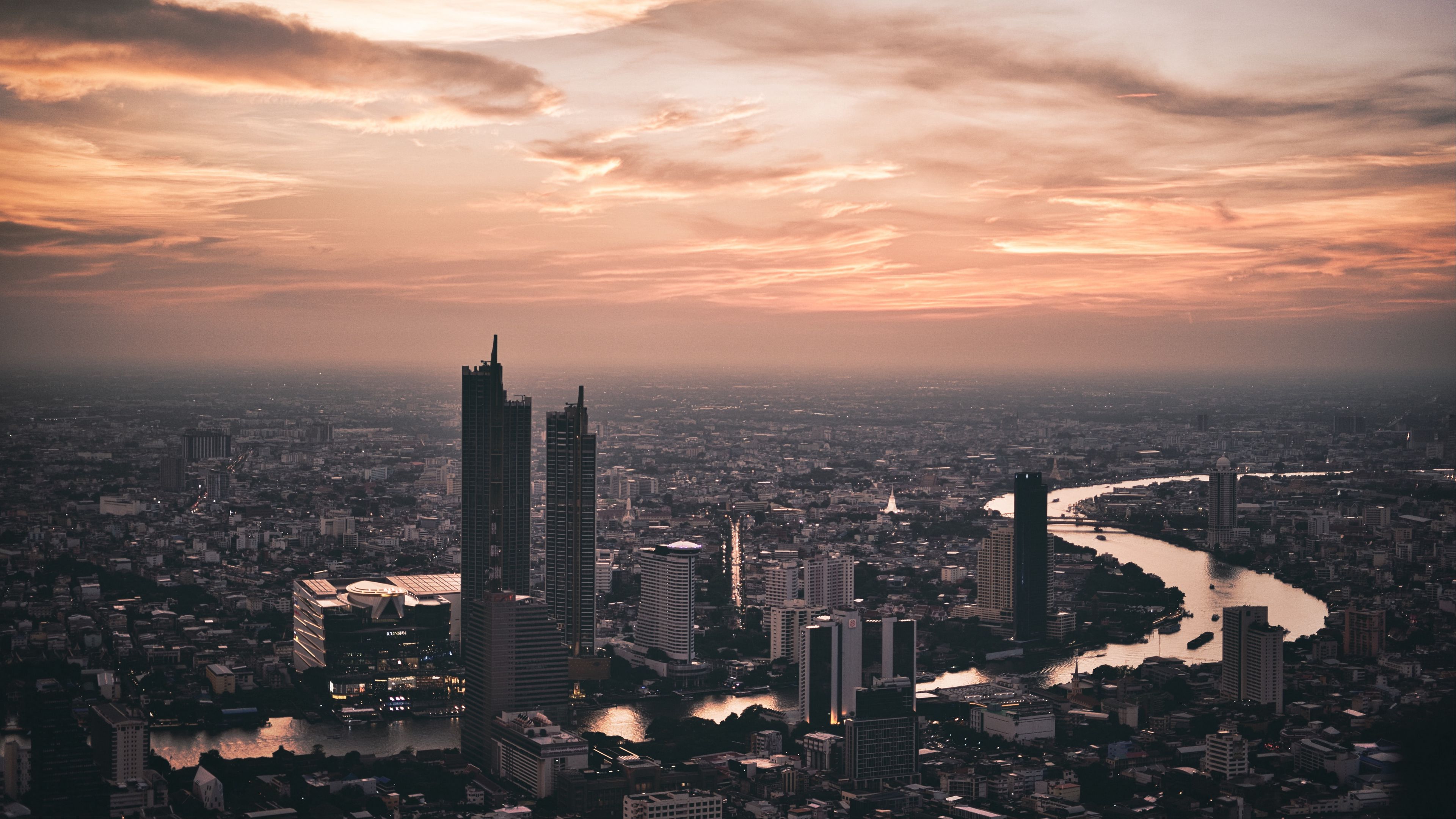 city, tower, building, skyscraper, sunset, 4k, HD Wallpaper