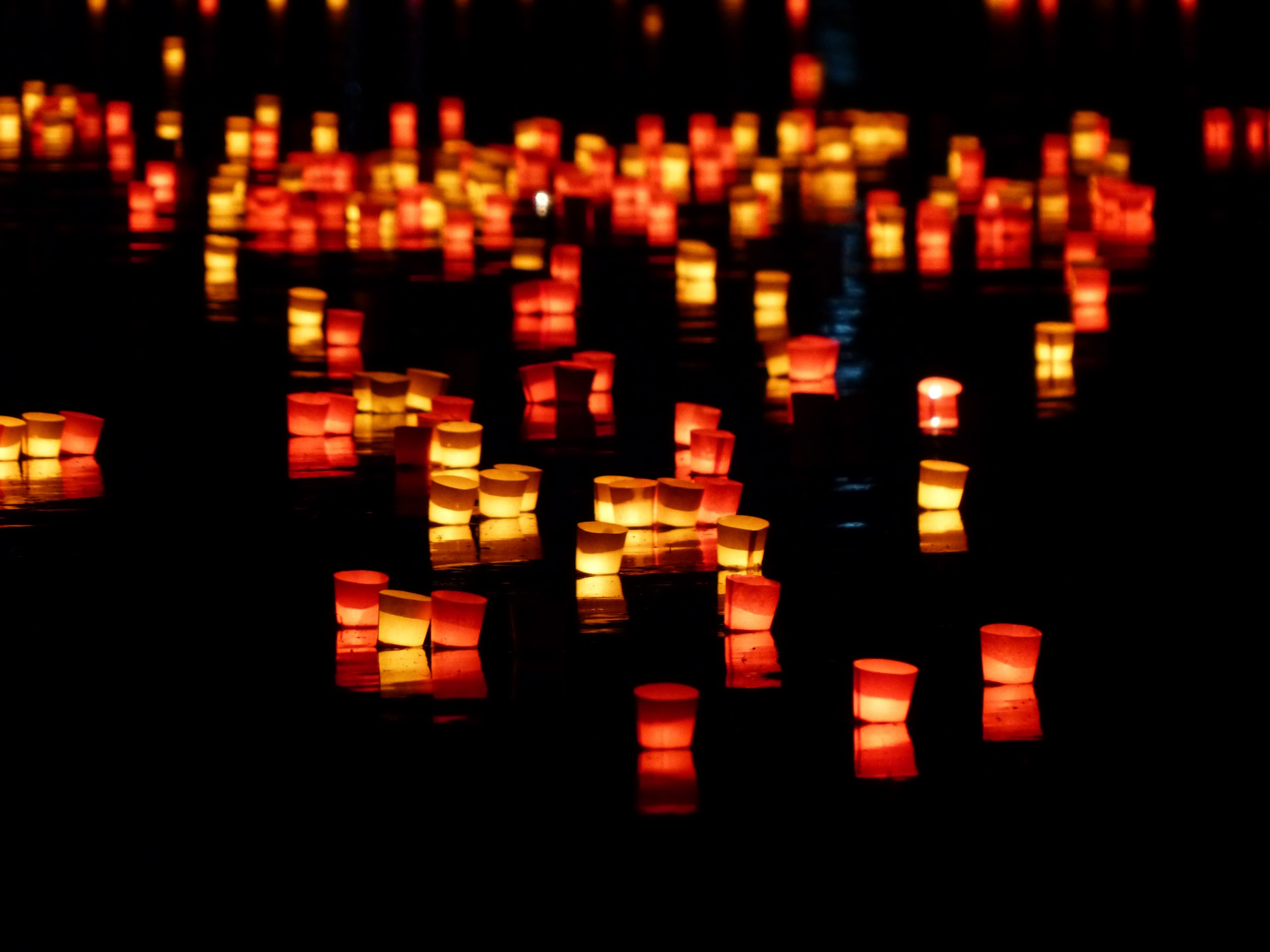 candles lights serenade lights river swim romance 4k, HD Wallpaper