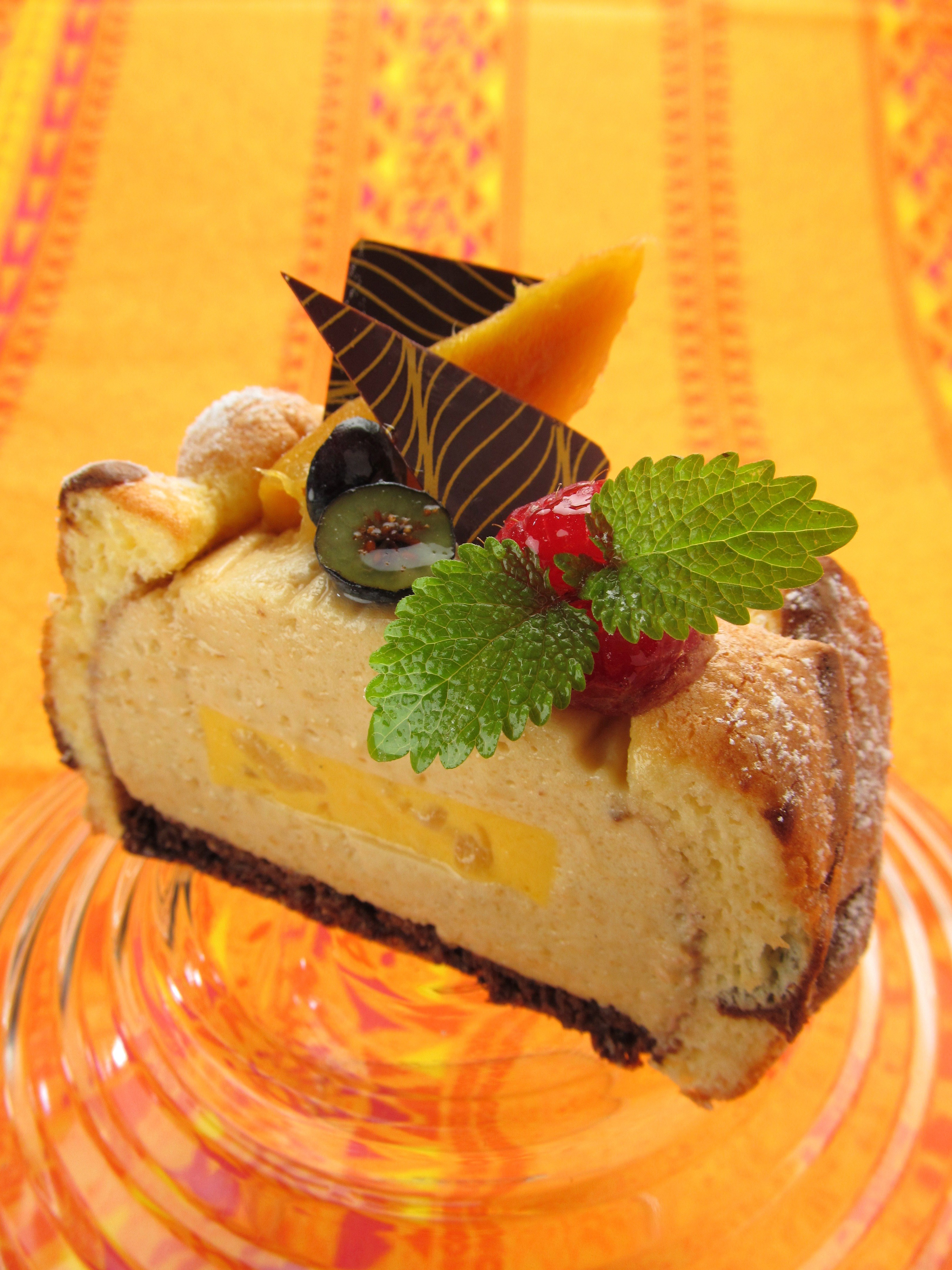 cake tahiti mango dessert fruit sweet suites 4k, Phone HD Wallpaper