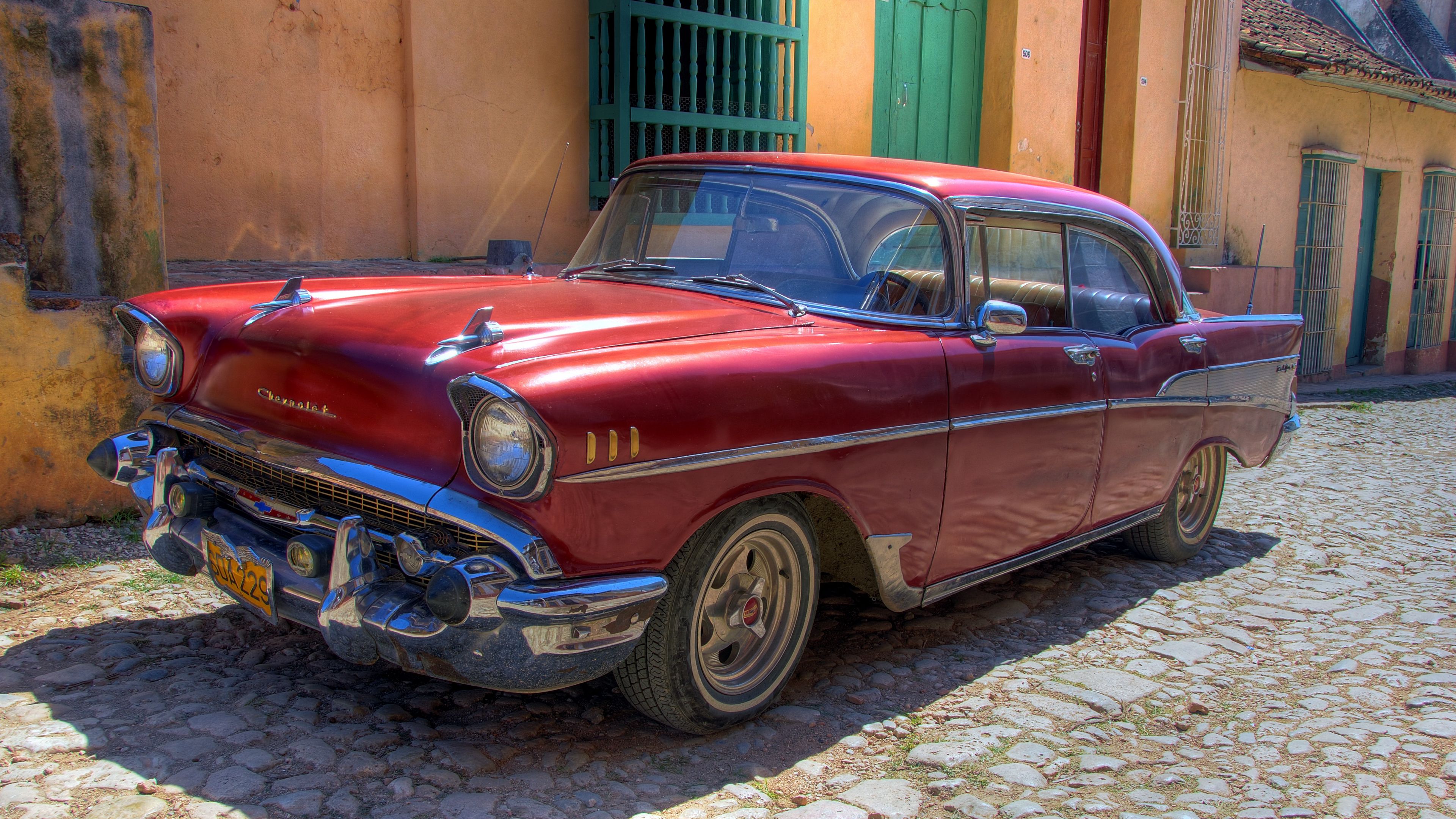 chevrolet, old, retro, cars, car, cuba, havana, 4k, HD Wallpaper