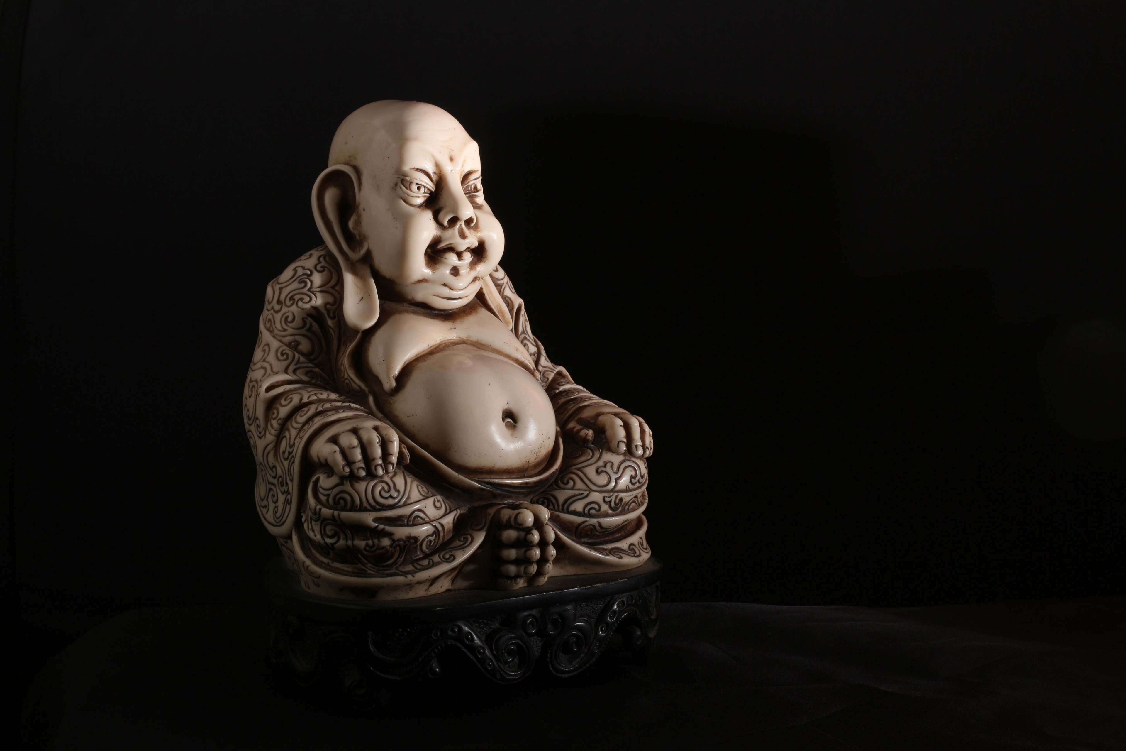 buddha buddhism chinese pu tai stone figure thai 4k, HD Wallpaper