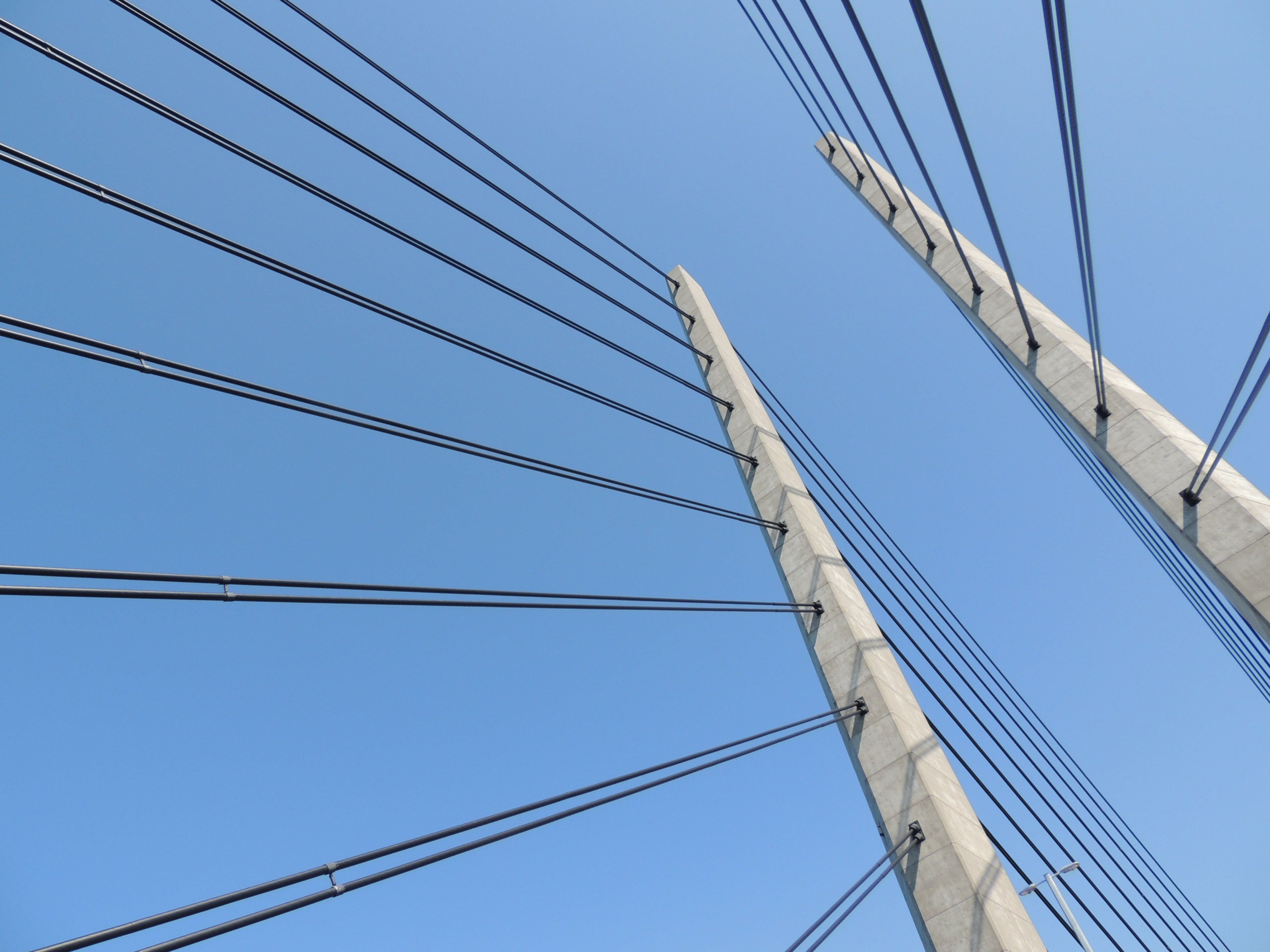 bridge architecture building sky water steel 4k, HD Wallpaper