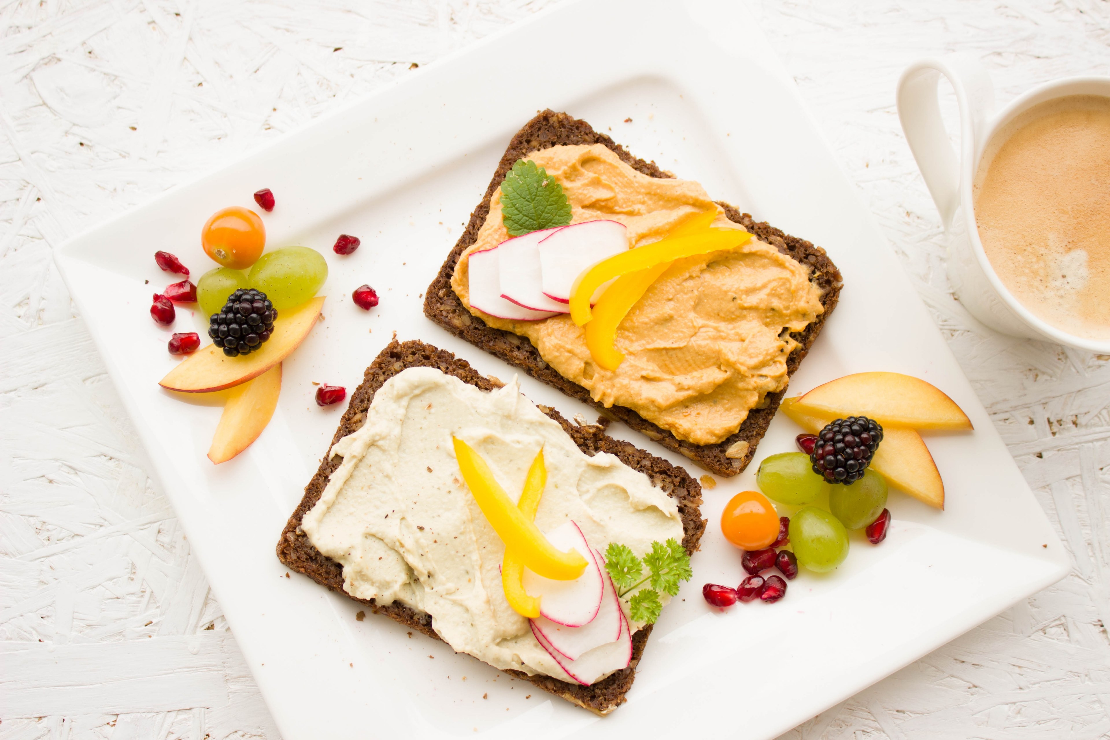 breakfast healthy colorful hummus spread 4k, HD Wallpaper