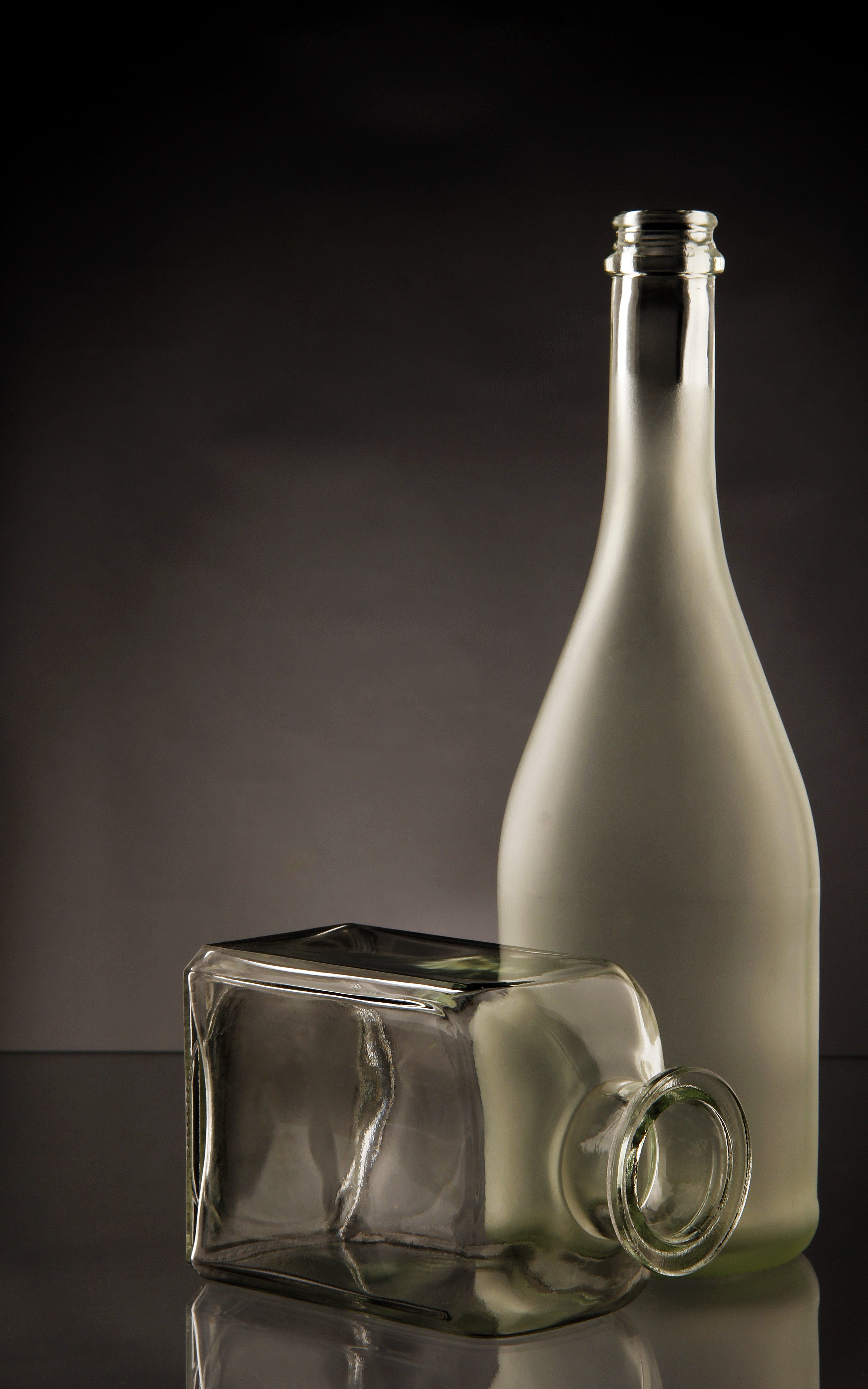 bottles glass transparent cut green 4k, Phone HD Wallpaper