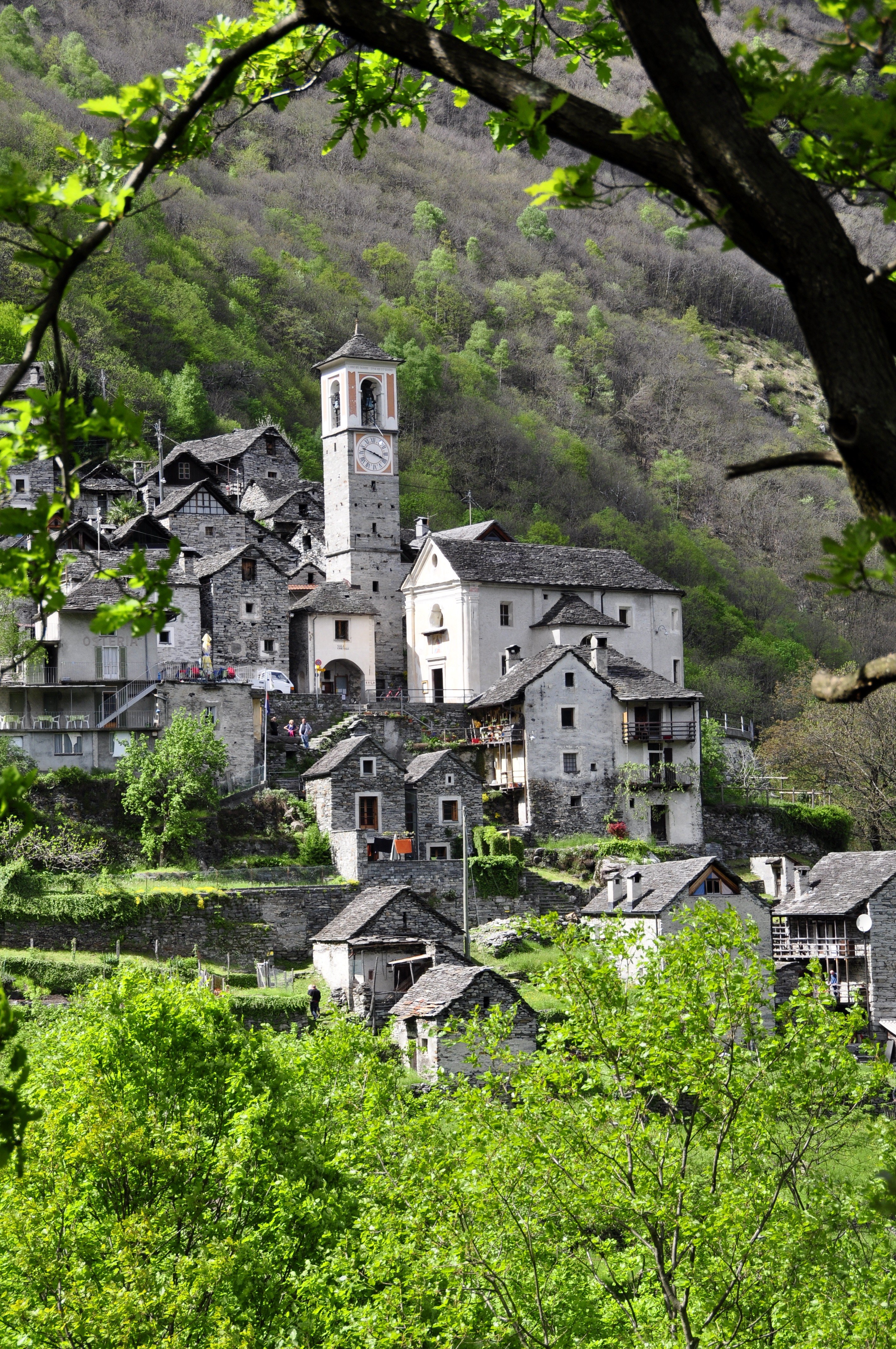 bergdorf ticino alpine stone house switzerland 4k, Phone HD Wallpaper