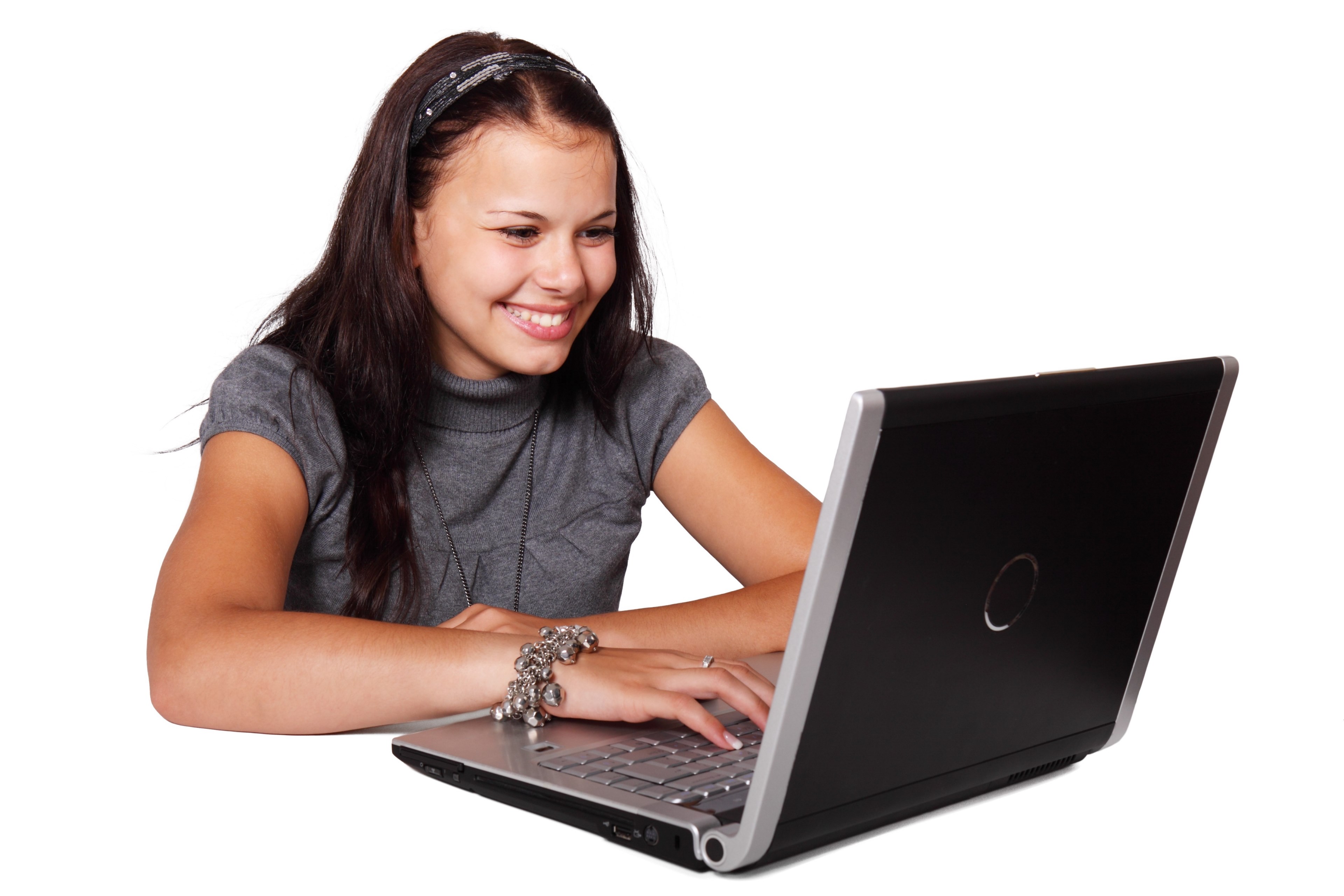beautiful business computer female girl internet 4k, HD Wallpaper