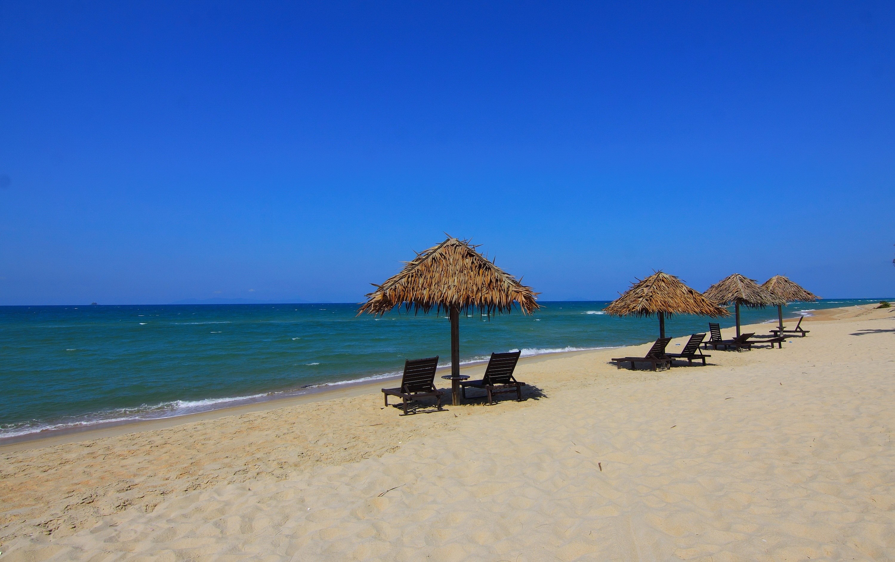 beach sand ocean water vacation natural holiday 4k, HD Wallpaper