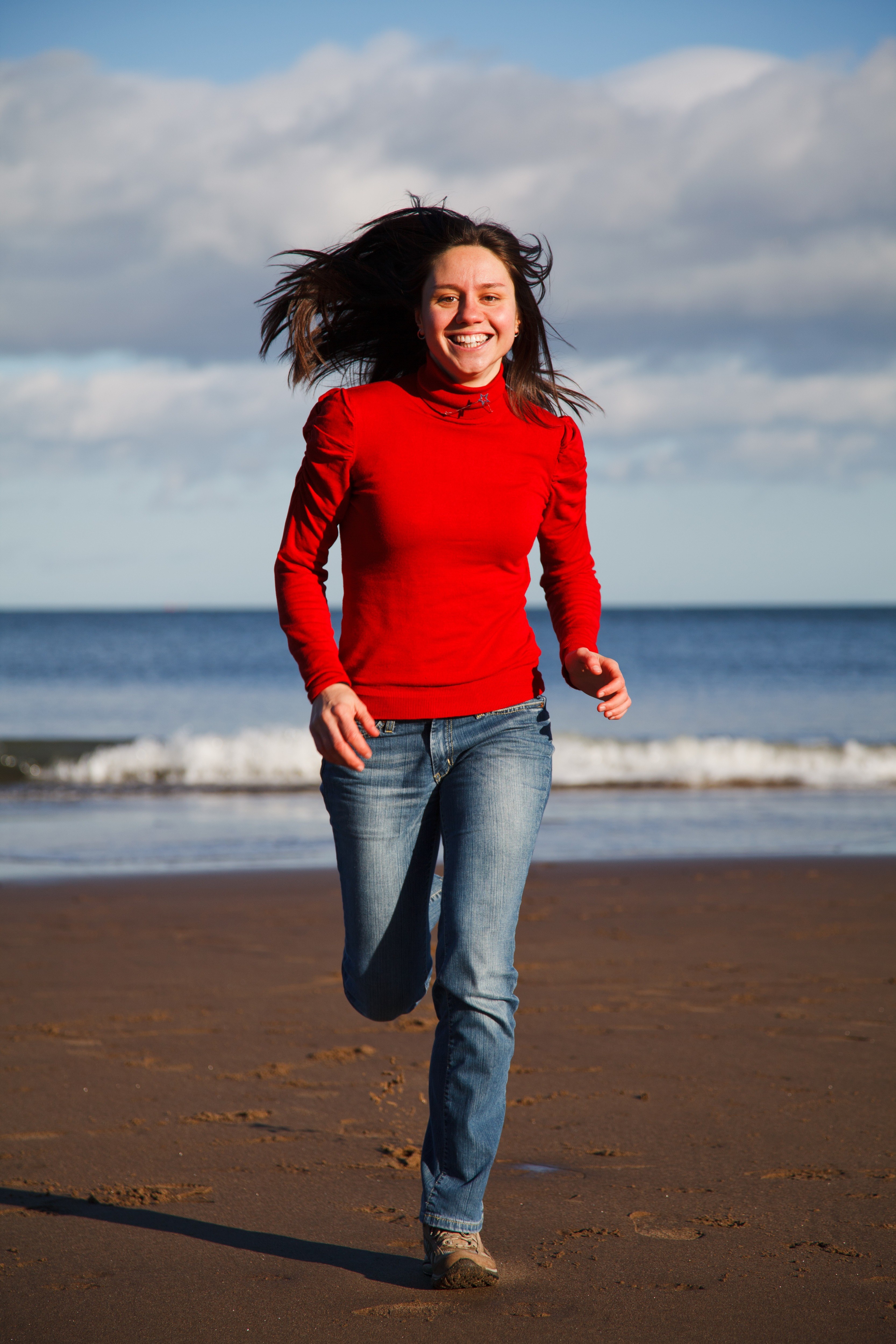 beach female fit fitness fun girl happy health 4k, Phone HD Wallpaper