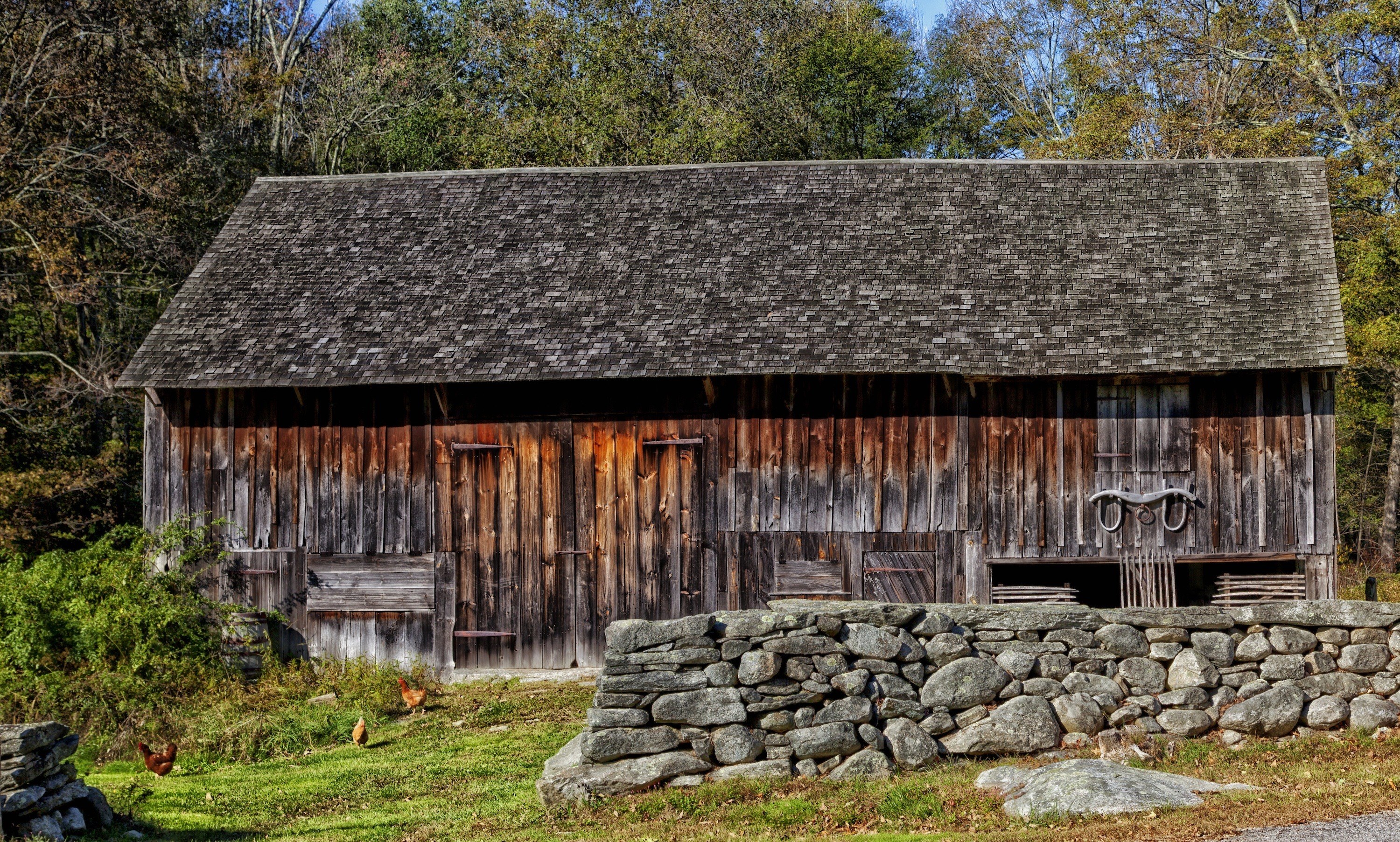 barn connecticut scenic farm rural countryside 4k, HD Wallpaper