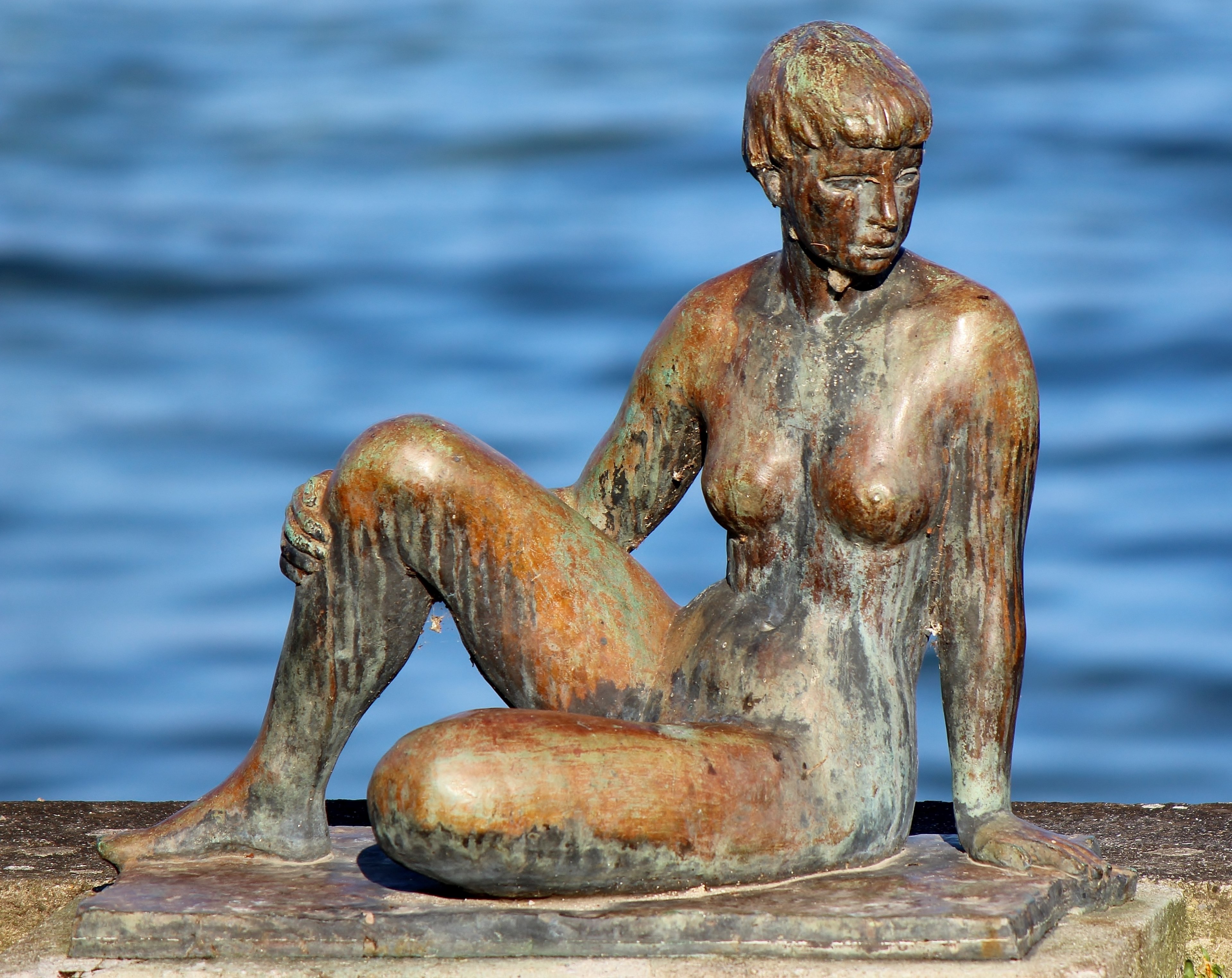 badenixe sculpture bronze bank art lake constance 4k, HD Wallpaper