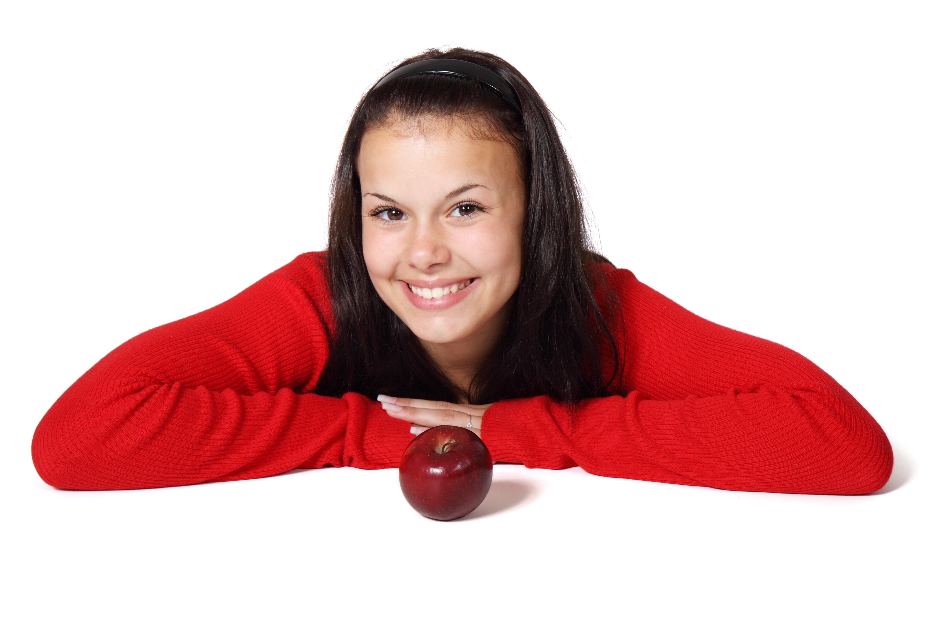 apple cute diet female food fruit girl healthy 4k, HD Wallpaper