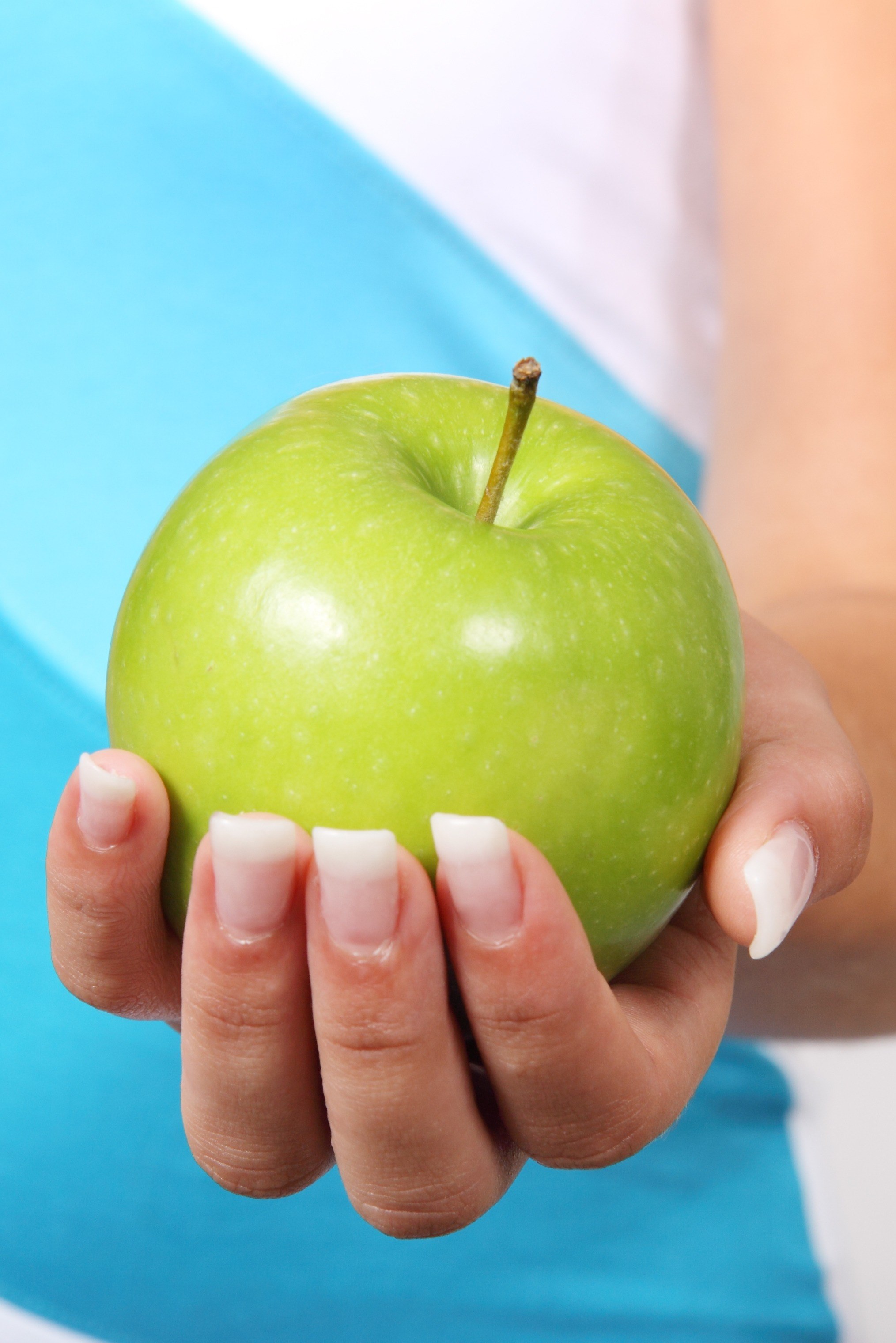 apple diet finger food fruit green hand healthy 4k, Phone HD Wallpaper
