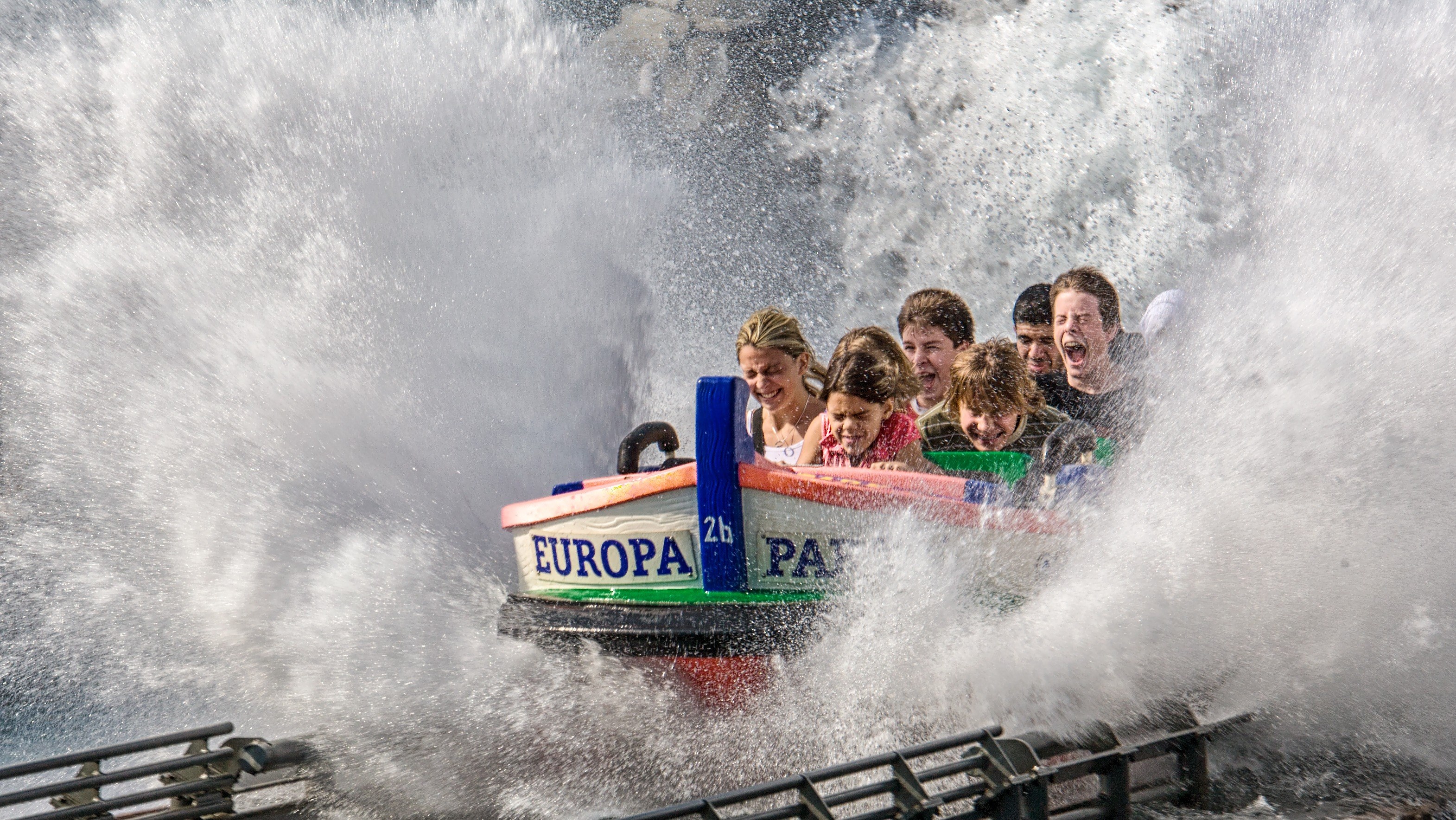 amusement park europa park boot park water slide 4k, HD Wallpaper