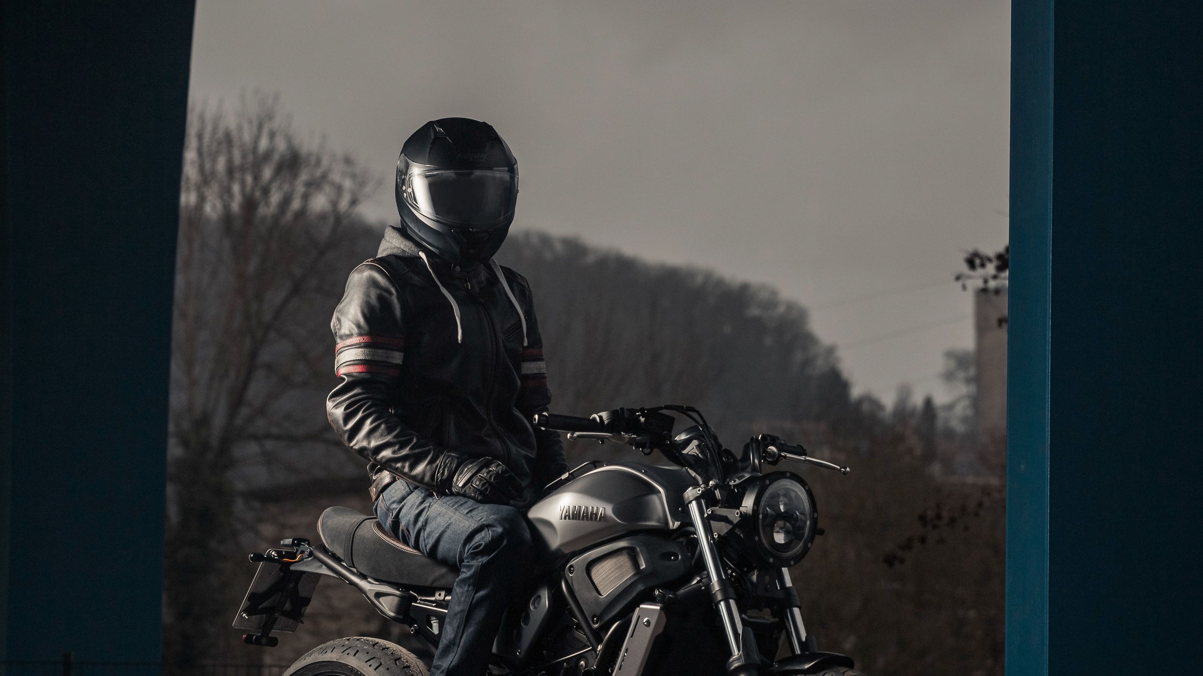 motorcyclist, helmet, motorcycle, wheels, 4k, HD Wallpaper