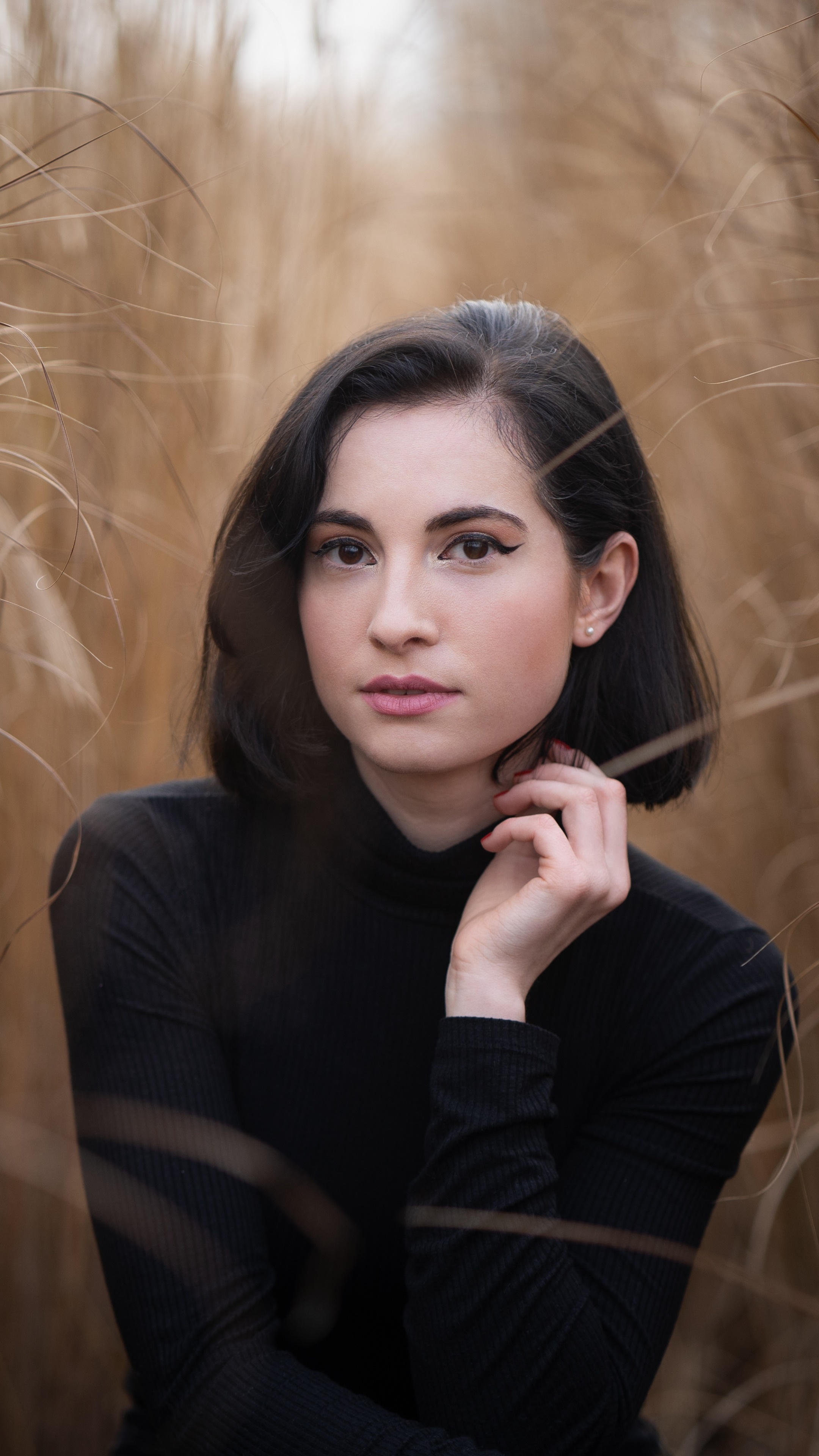 Women Model, Black Hair, Short Hair, Brown Eyes, 2160x3840, Phone HD Wallpaper