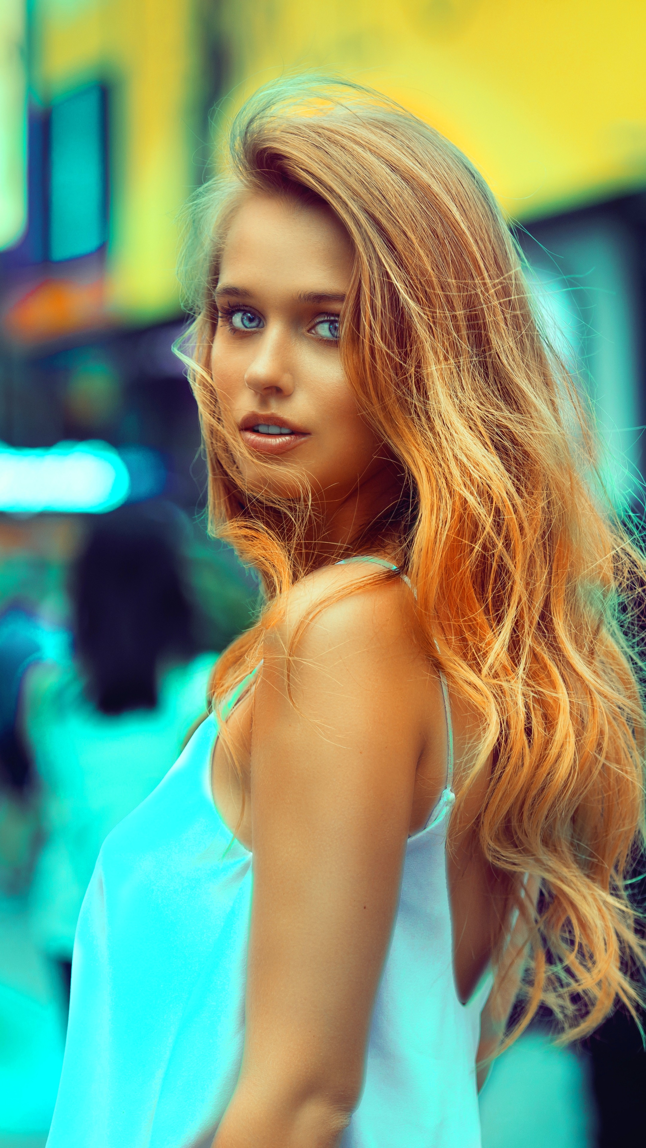 Women Model, Blonde, Blue Eyes, 2160x3840, Phone HD Wallpaper