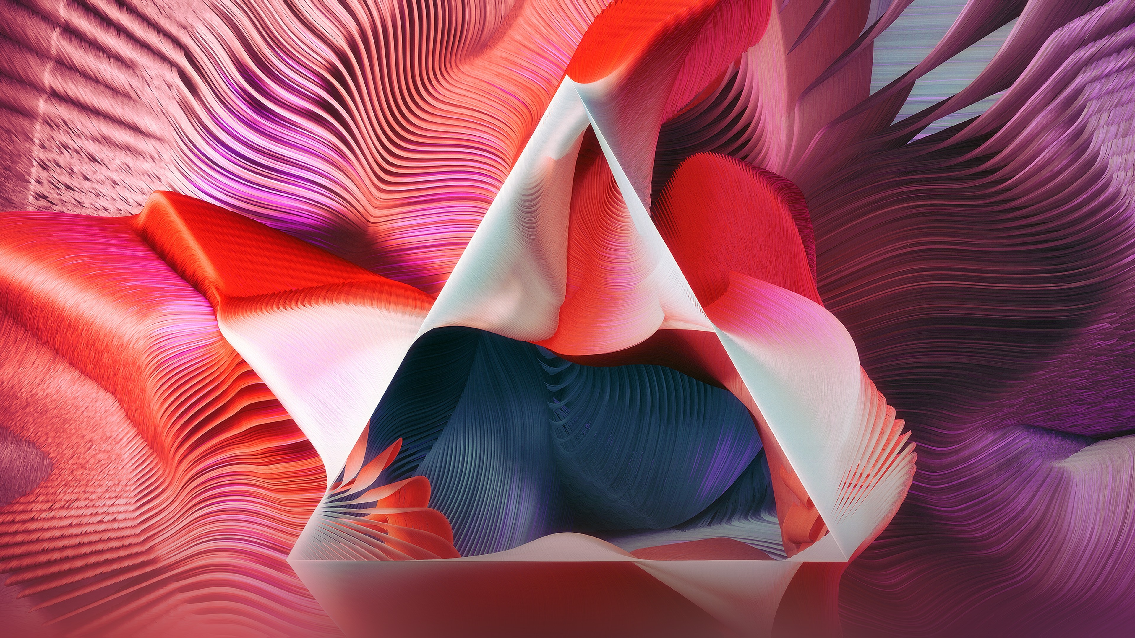 spirals, abstract, triangle, 4k, HD Wallpaper