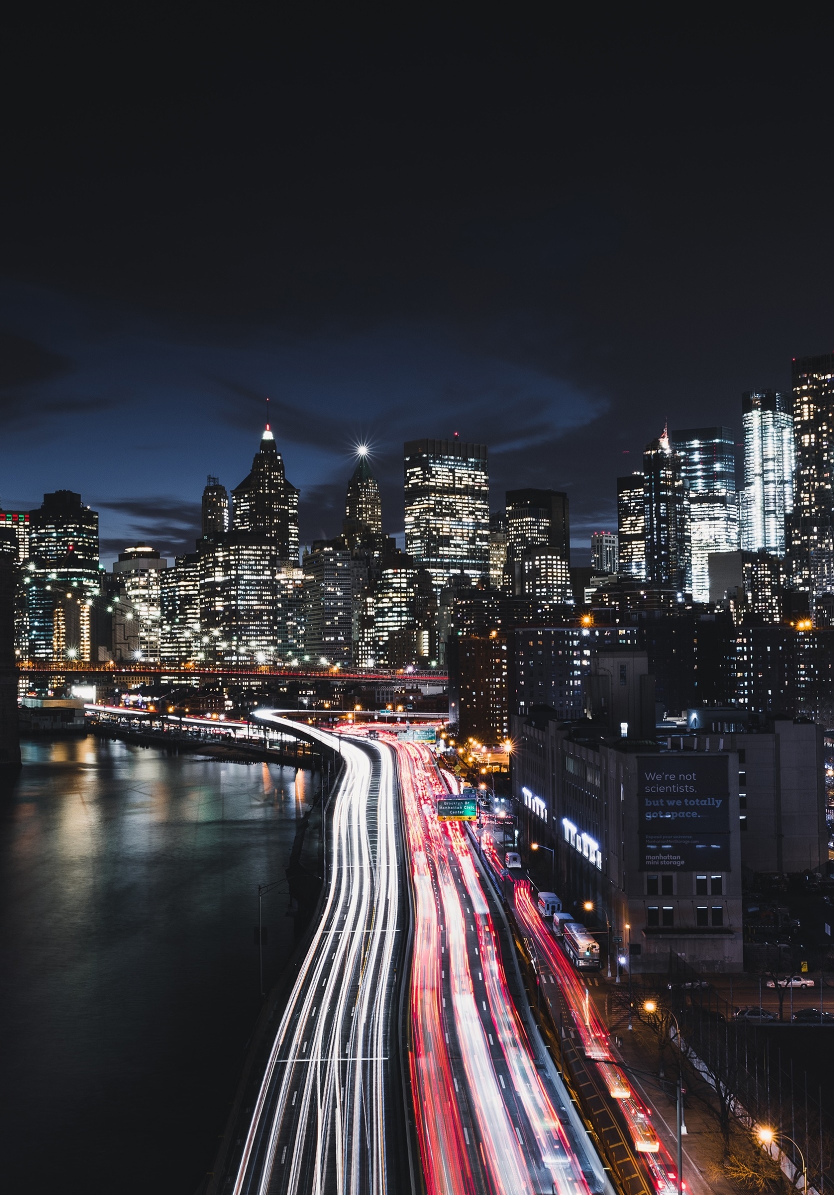 Man Made Manhattan, Bridge, USA, Night, Time-lapse, New York, 1668x2388, Phone HD Wallpaper