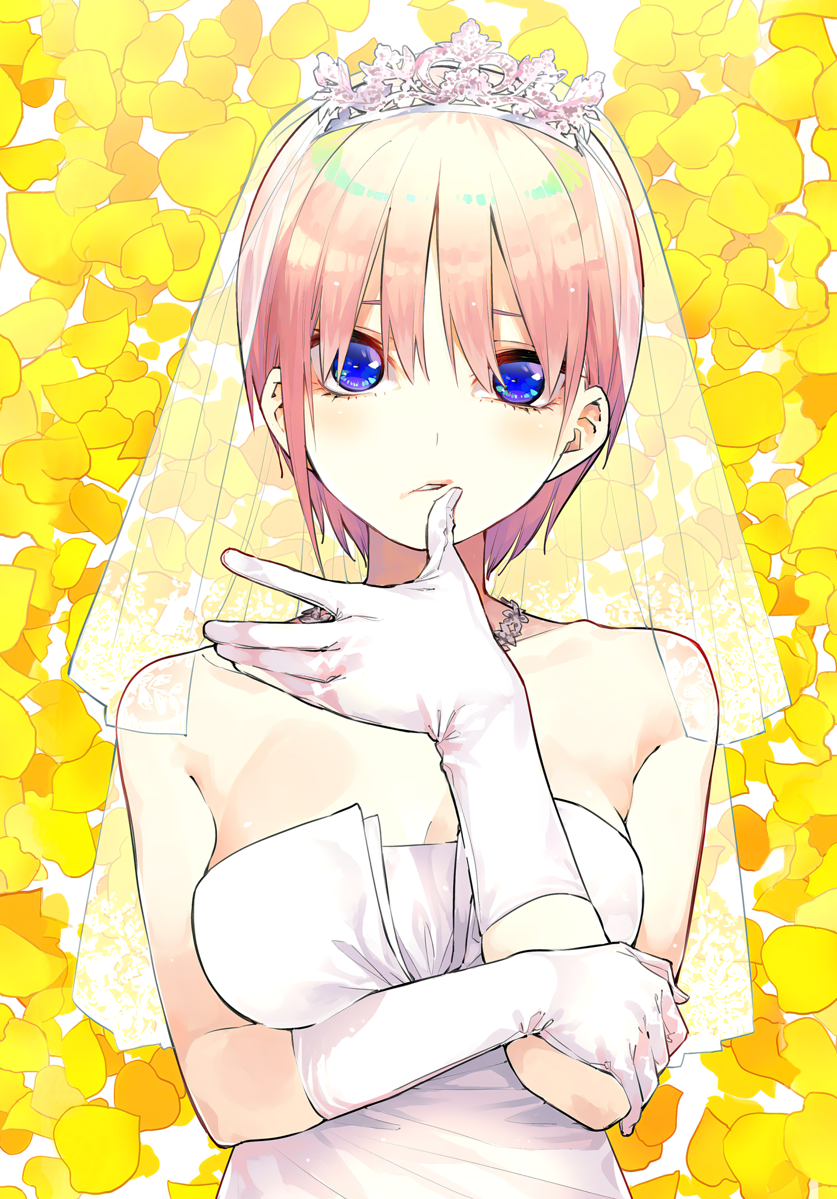 Anime The Quintessential Quintuplets, Pink Hair, Ichika Nakano, Bride, 5-Toubun No Hanayome, Blue Eyes, 1668x2388, Phone HD Wallpaper
