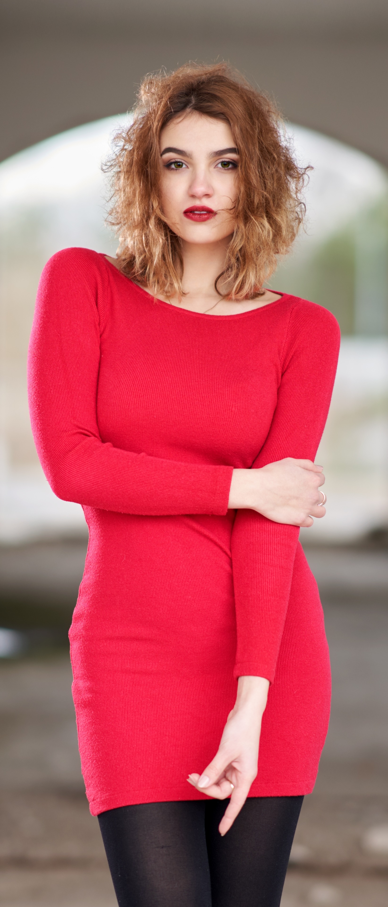 Women Model, Lipstick, Redhead, 1644x3840, Phone HD Wallpaper